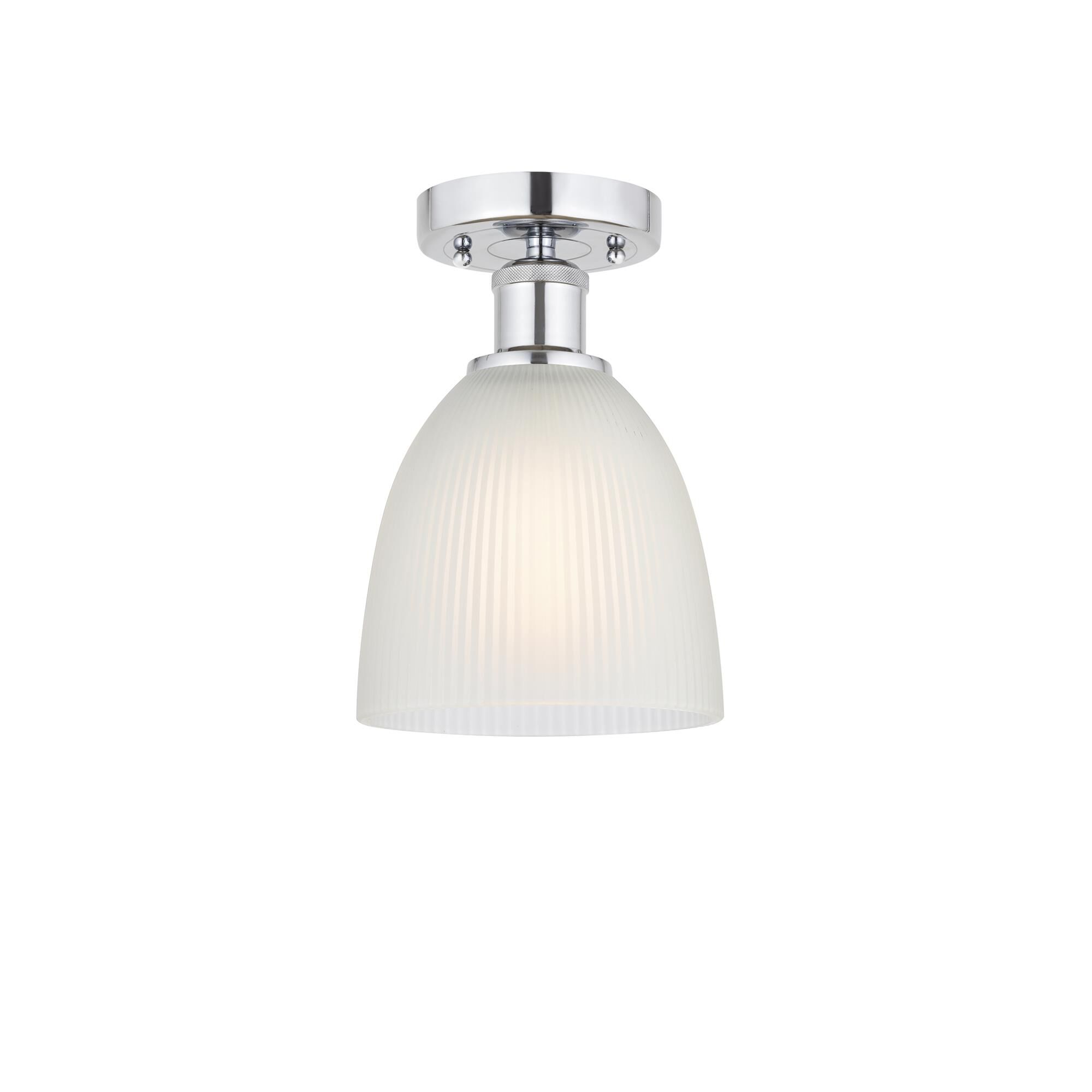 Shown in Polished Chrome, White finish and White glass and White Glass shade