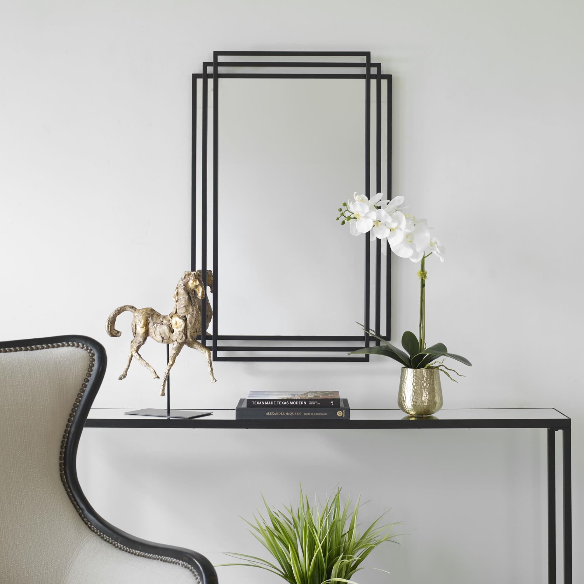 Shown in Showcasing Elegant Lines And A Timeless Style, This Mirror Features An Overlapping Solid Iron Frame  finish