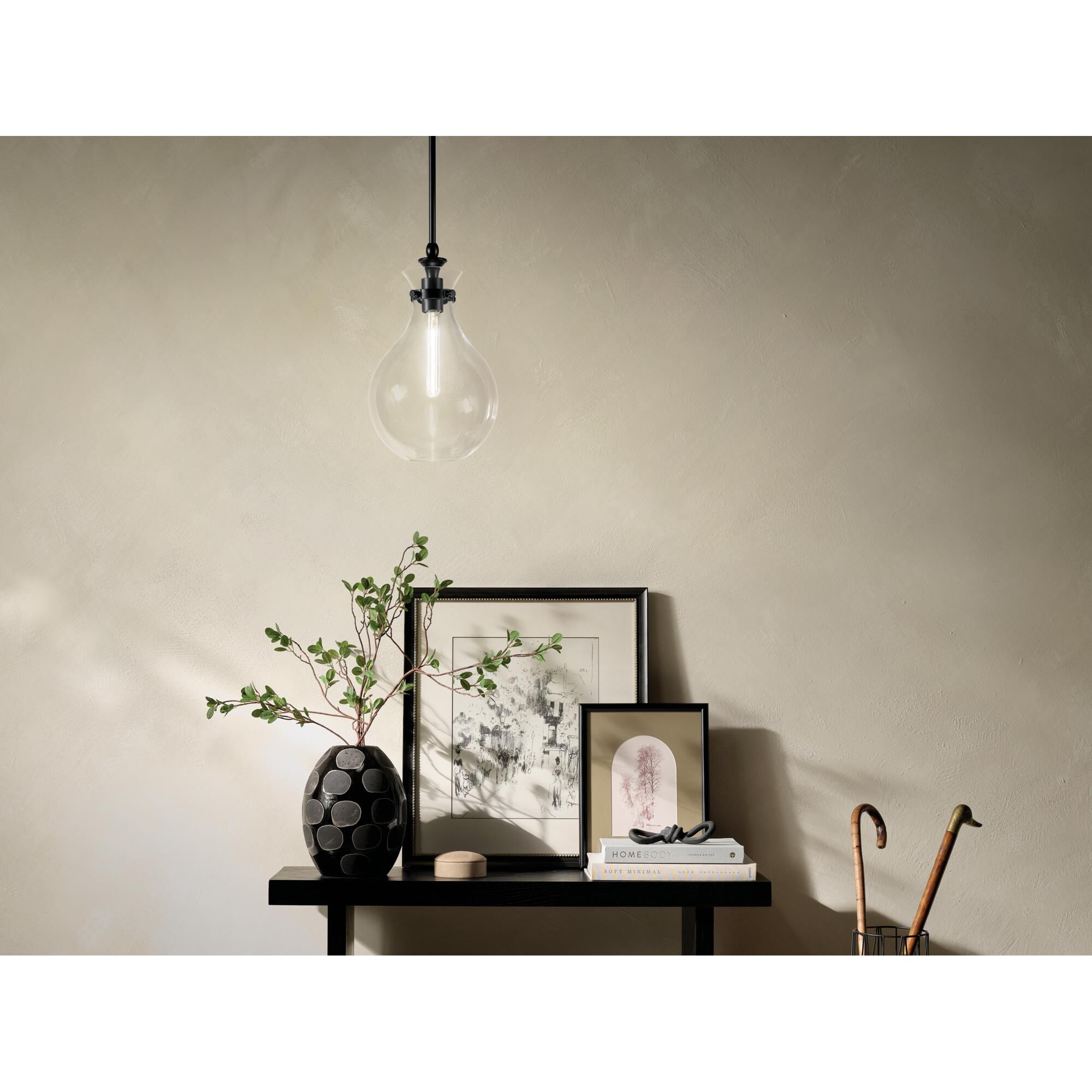 Shown in Black finish and Clear glass