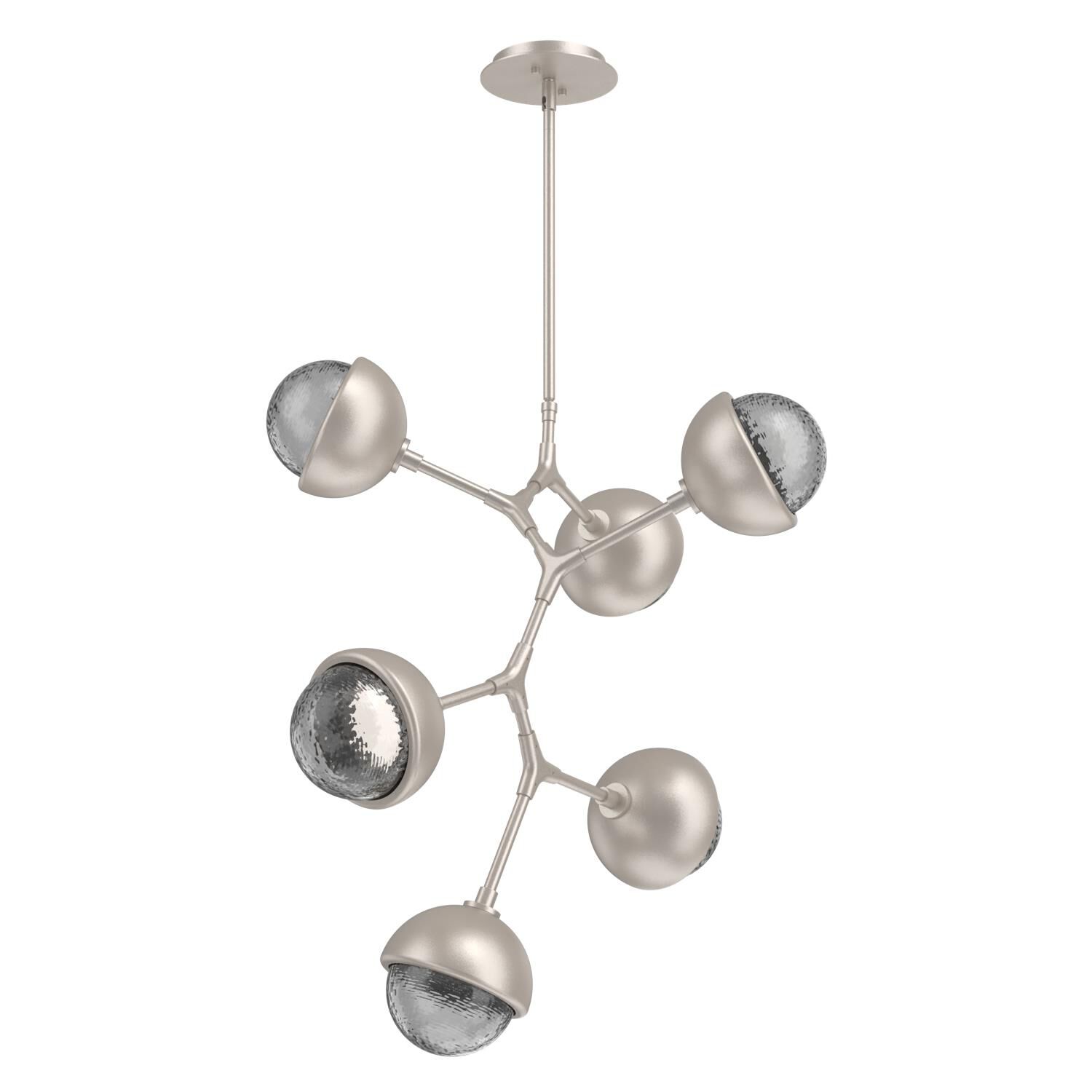 Shown in Beige Silver finish and Smoke glass and Metal Shade Matching Finish accent