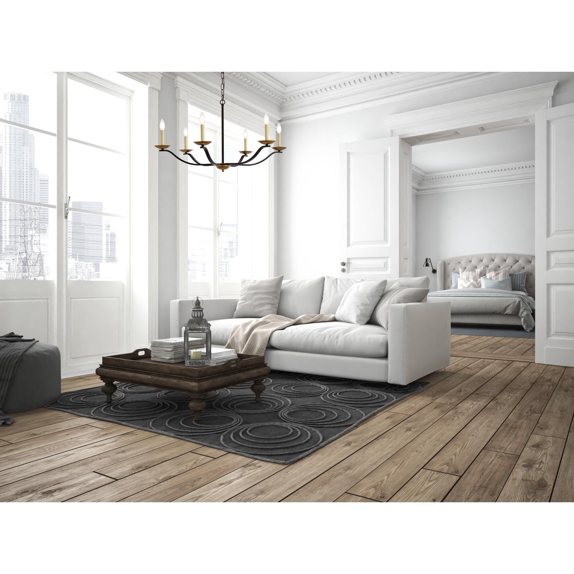 Trey 36 Inch 6 Light Chandelier by Elegant Lighting