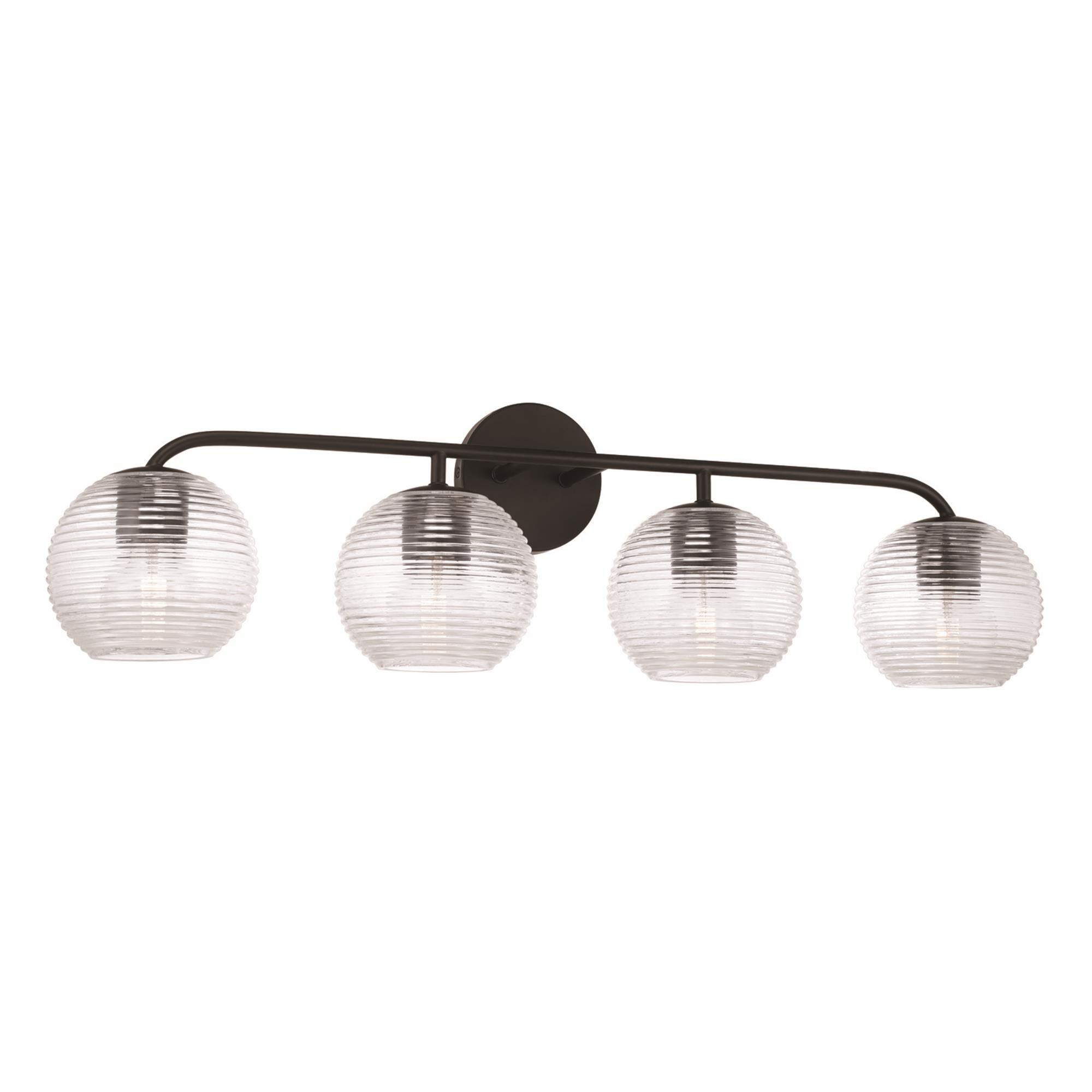 Shown in Matte Black finish and Clear Ribbed glass