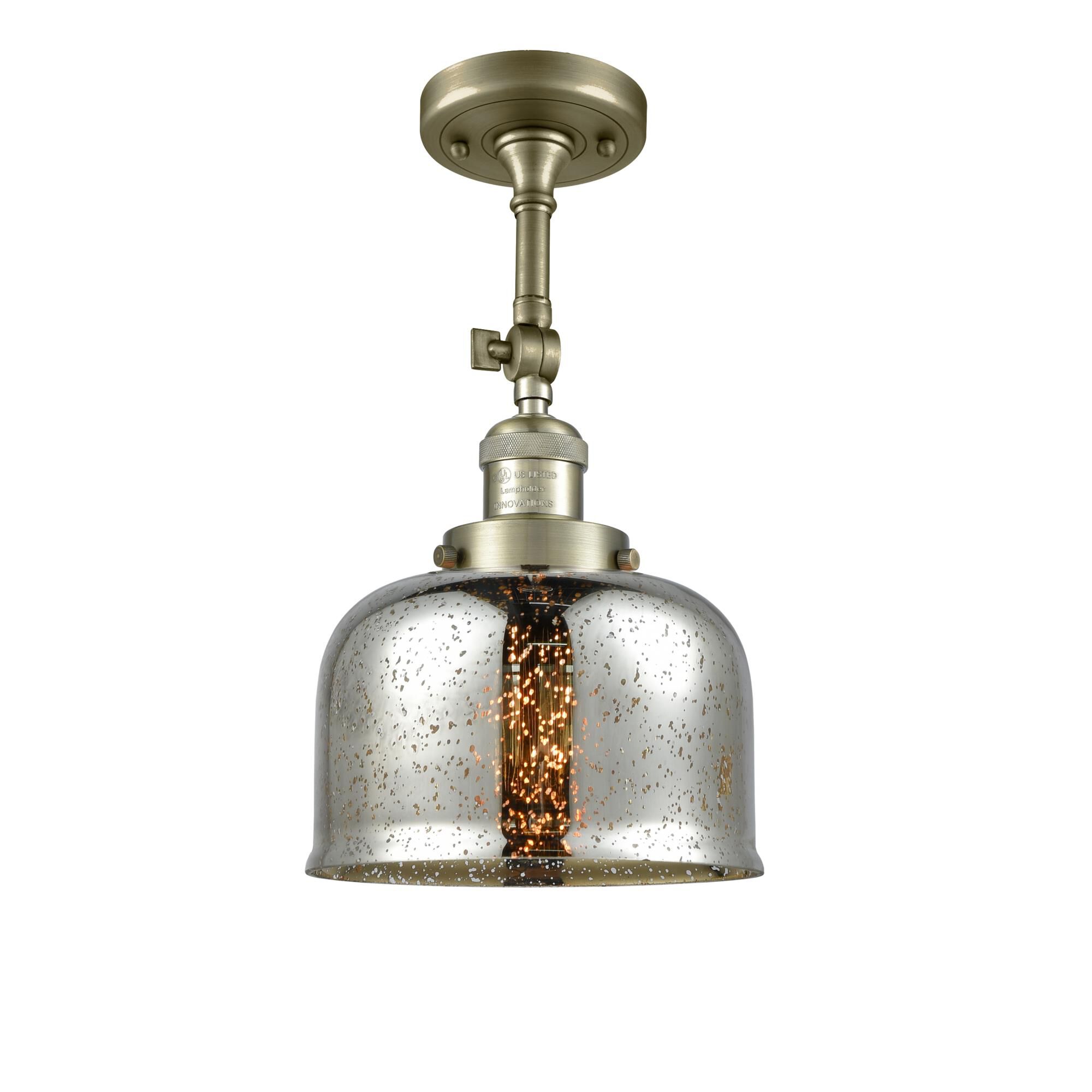 Shown in Antique Brass finish and Silver Mercury glass