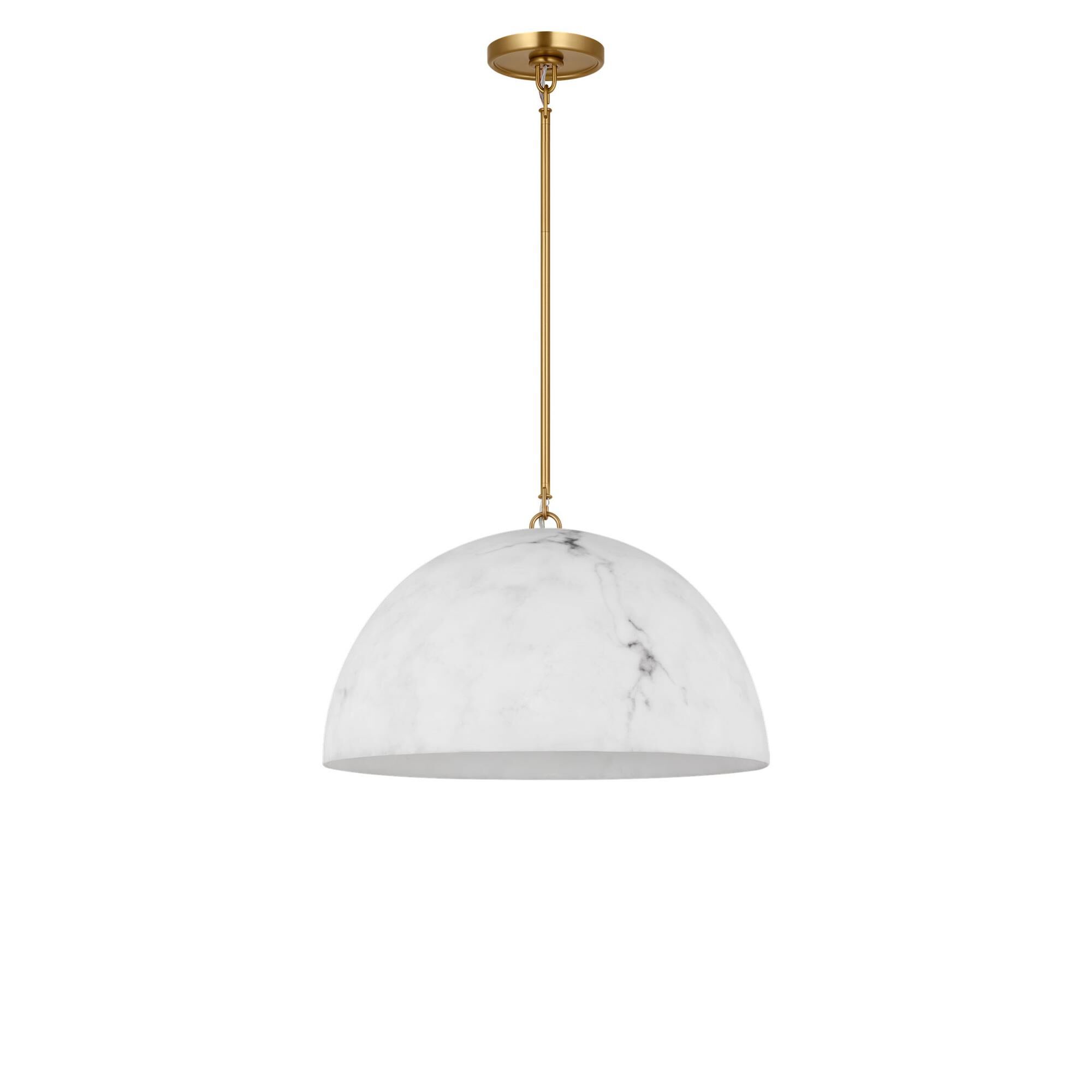 Shown in Burnished Brass finish and Faux Alabaster Resin shade