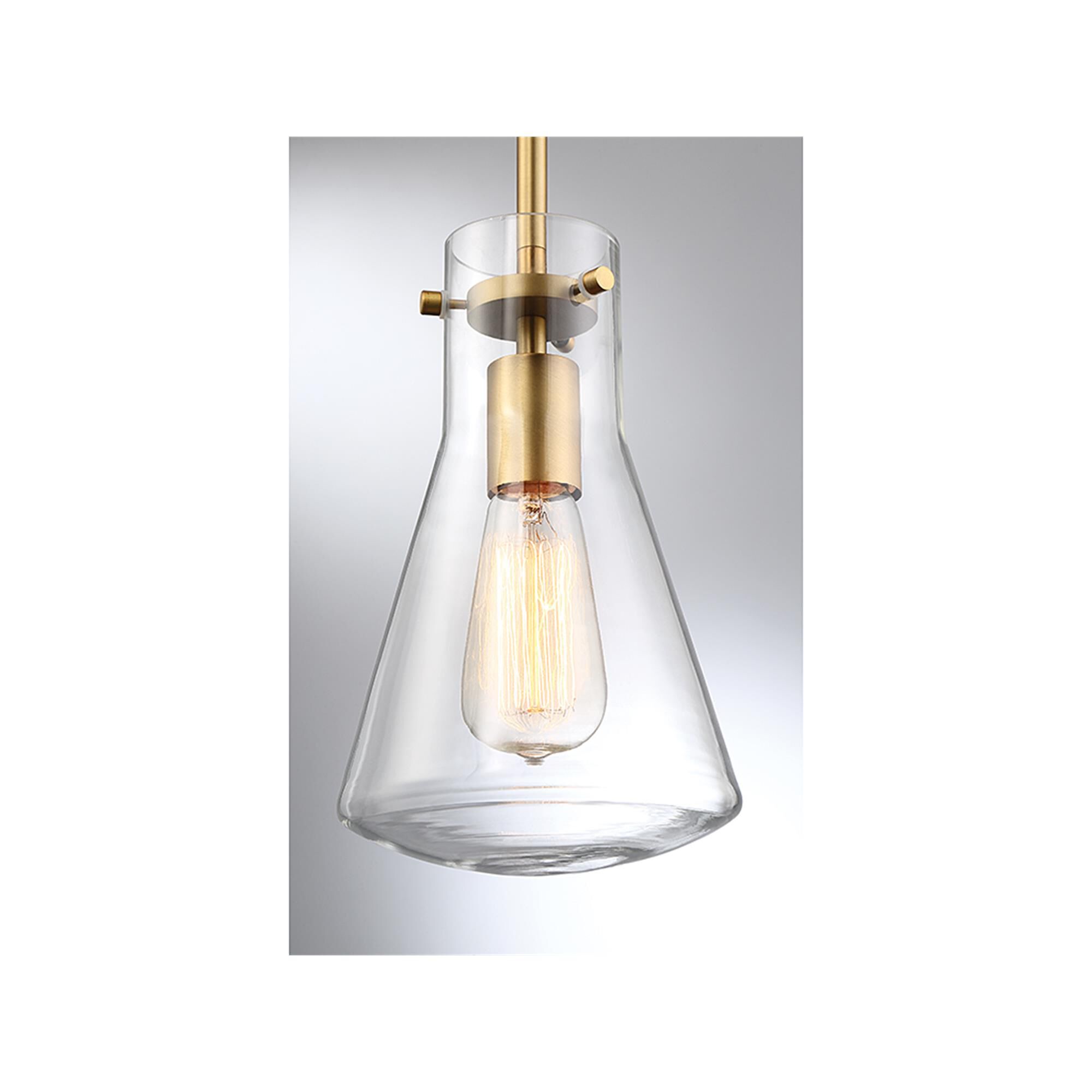 Shown in Natural Brass finish and Clear glass