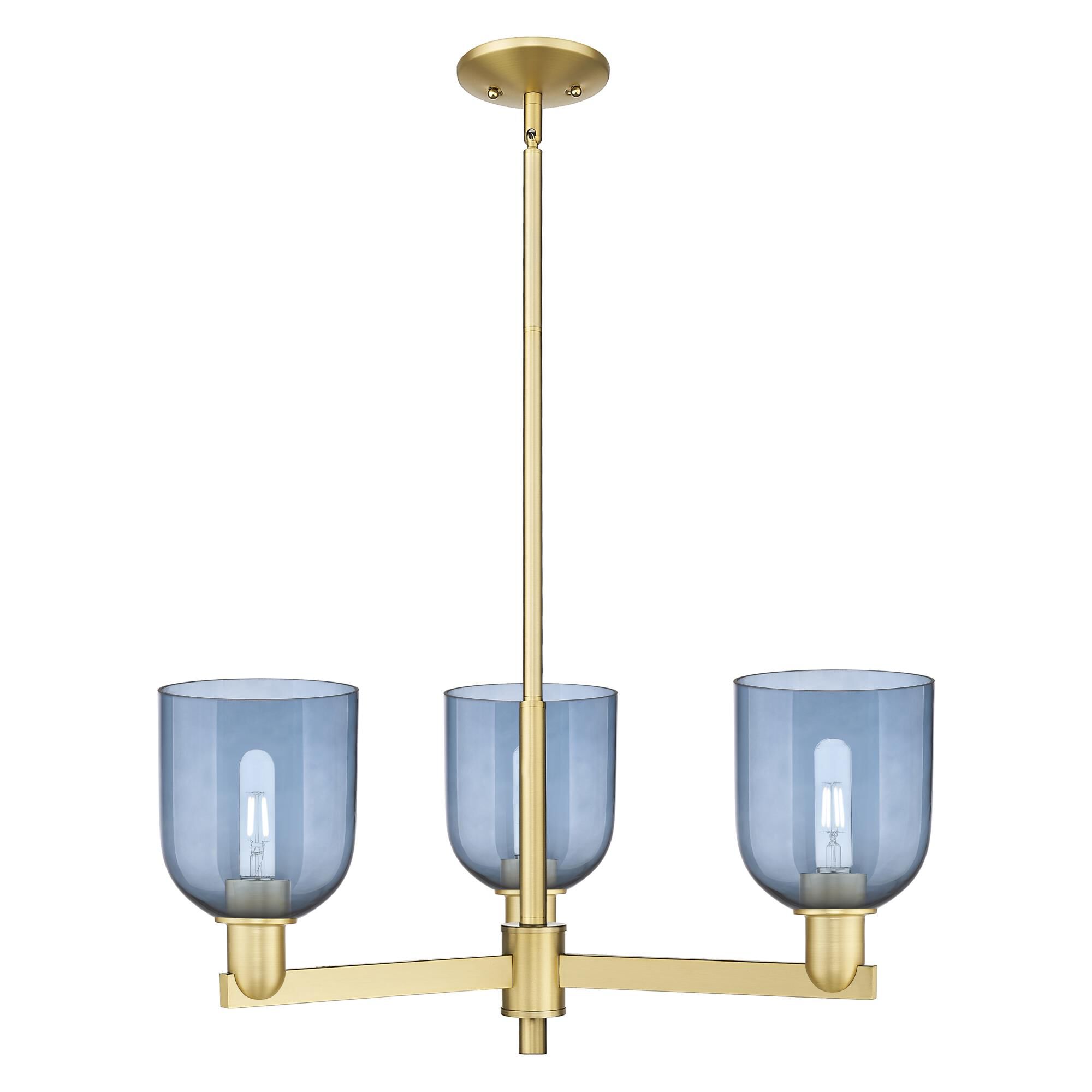 Shown in Satin Gold finish and Blue glass