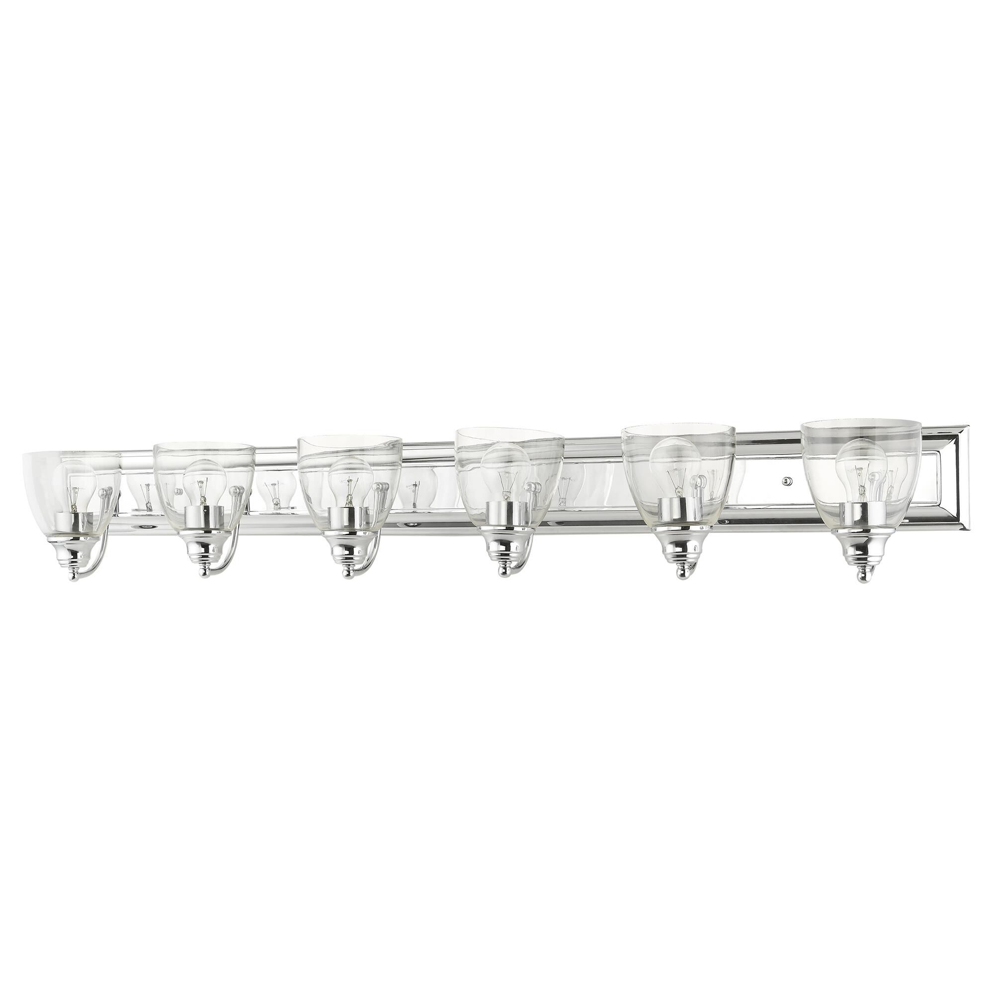 Shown in Polished Chrome finish and Hand Blown Clear glass