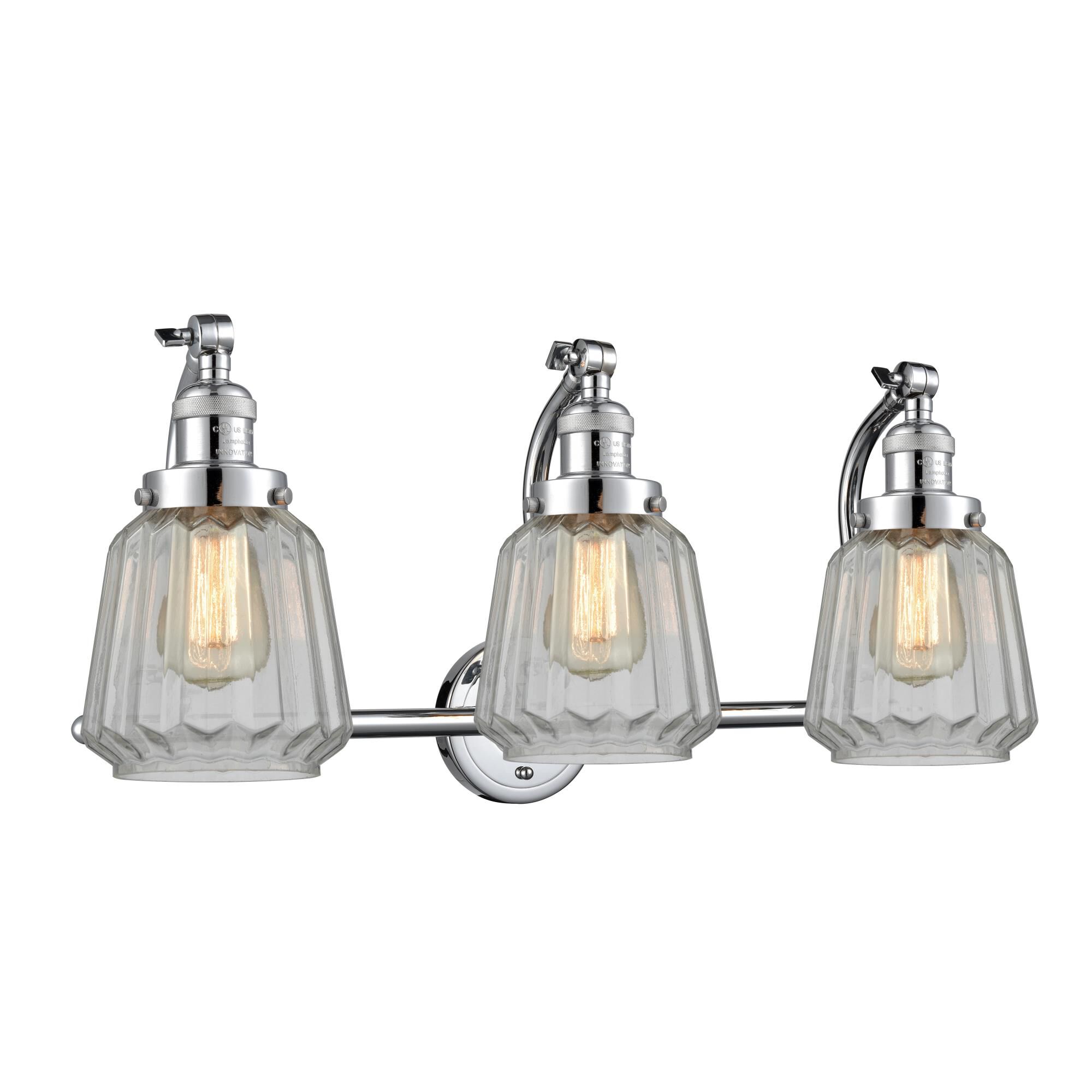 Shown in Polished Chrome finish and Clear glass