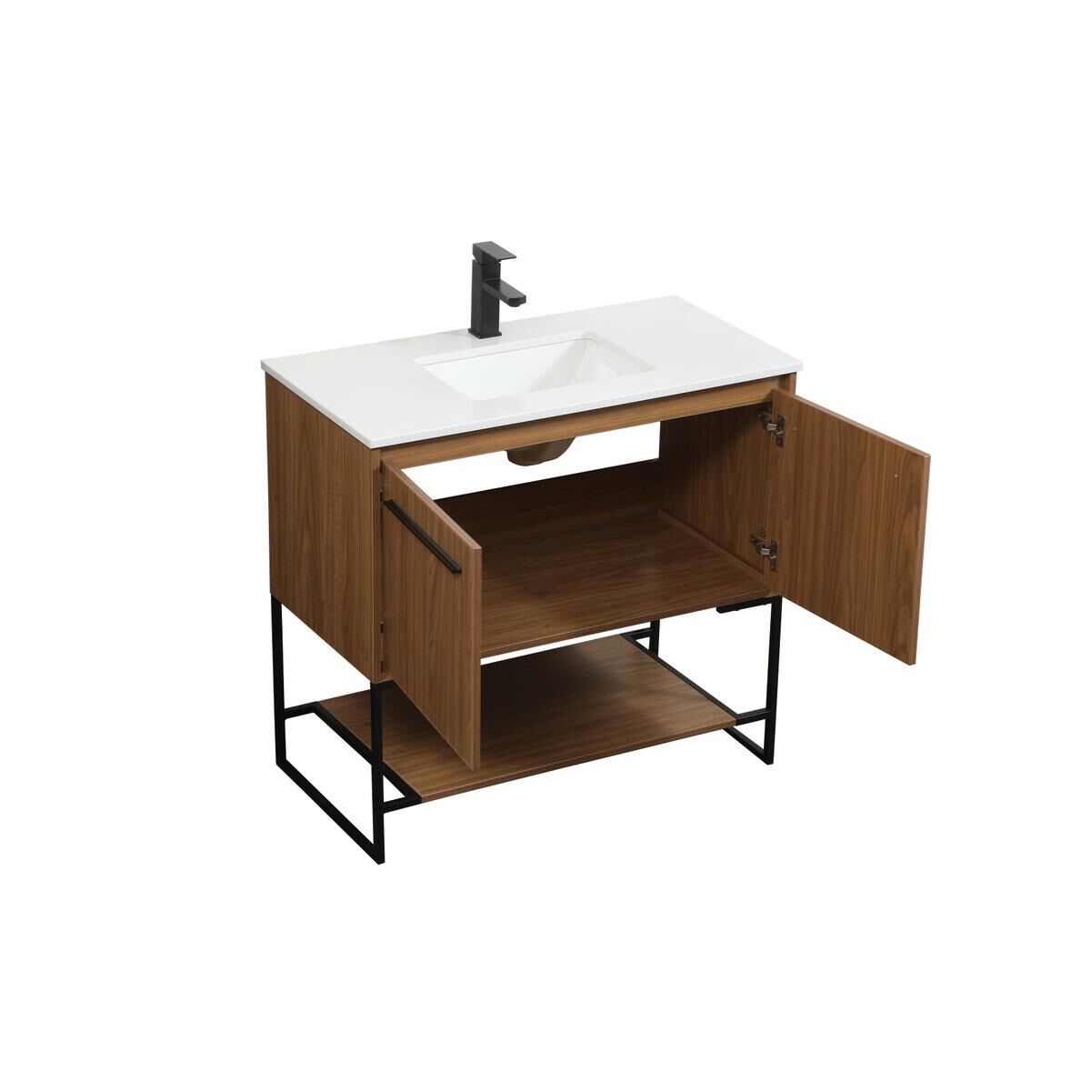 Shown in Walnut Brown finish and Without Backsplash accent