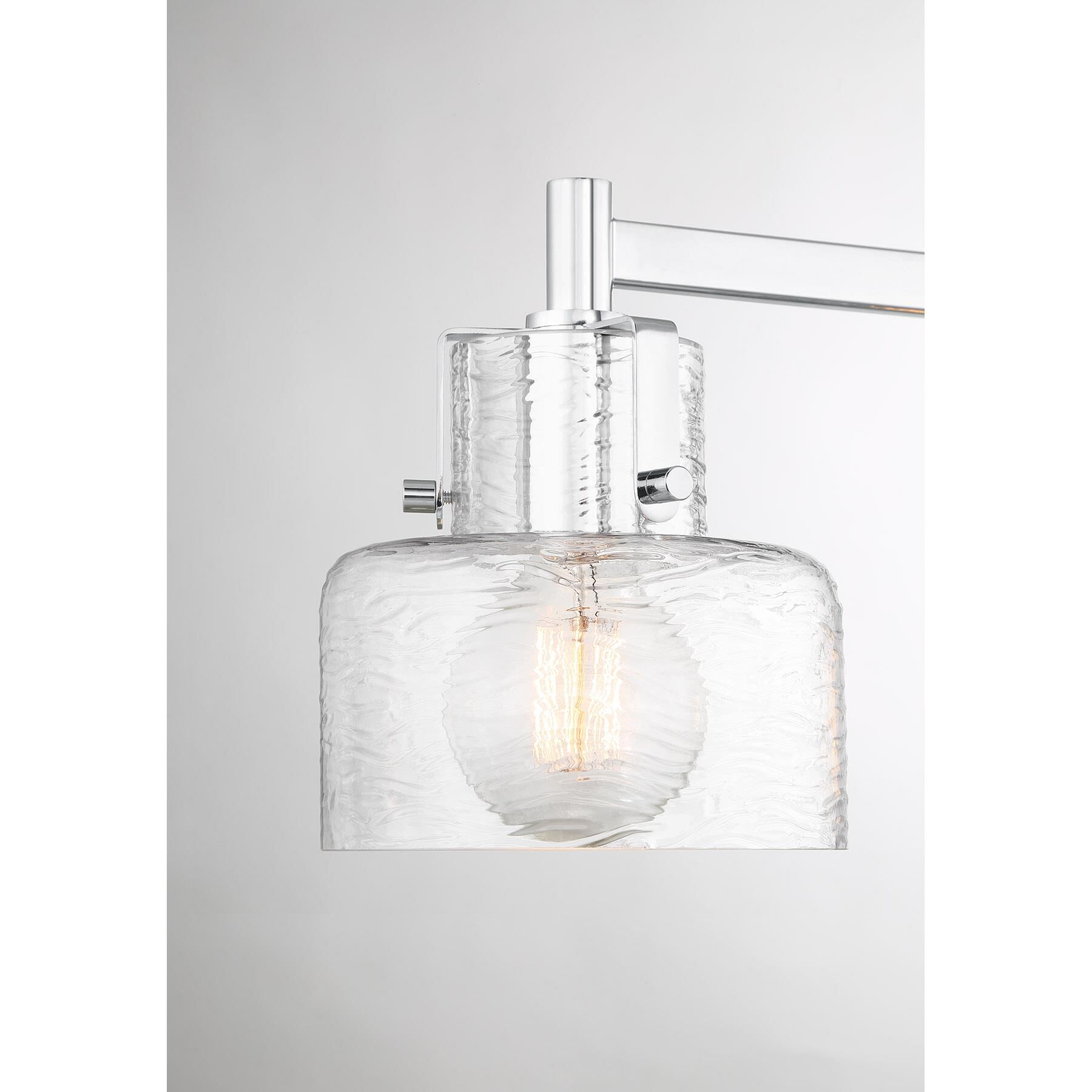 Shown in Chrome finish and Clear Crinkle glass