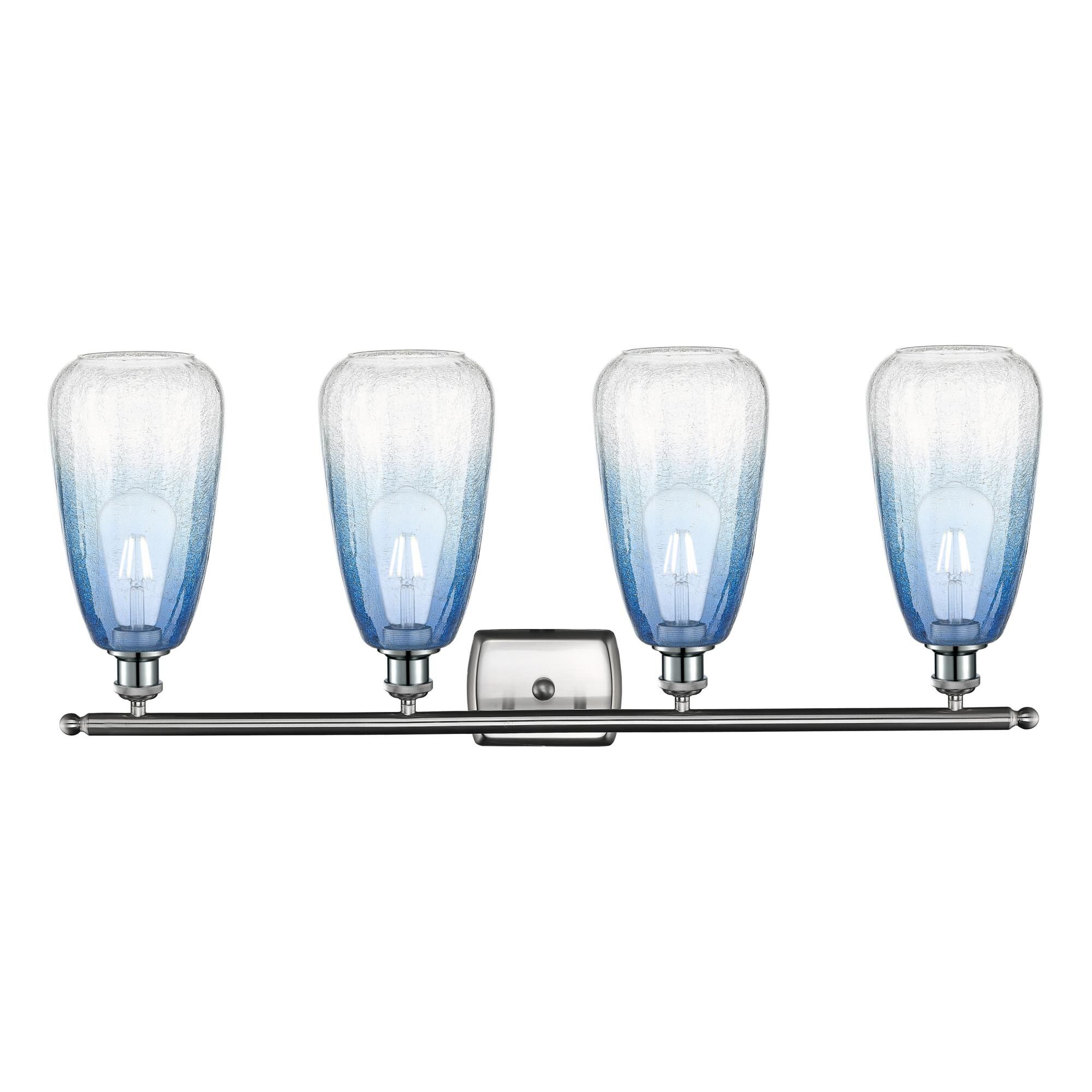 Shown in Brushed Satin Nickel finish and Sapphire Blue glass