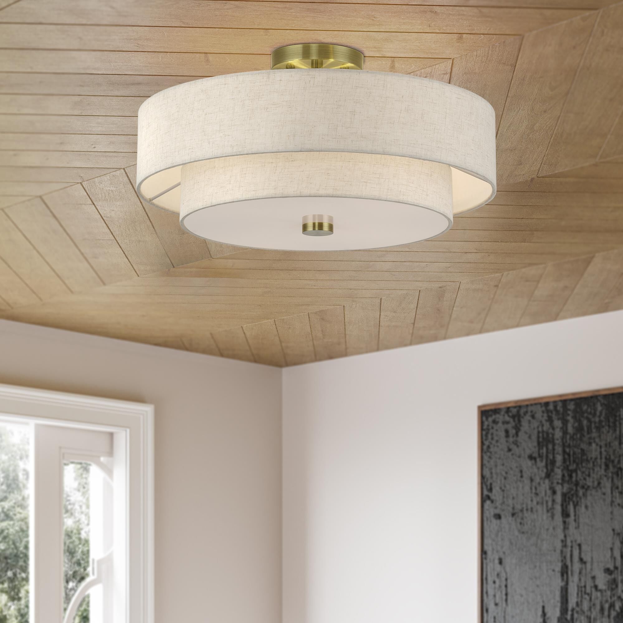 Monroe 18 Inch Semi Flush Mount by Livex Lighting