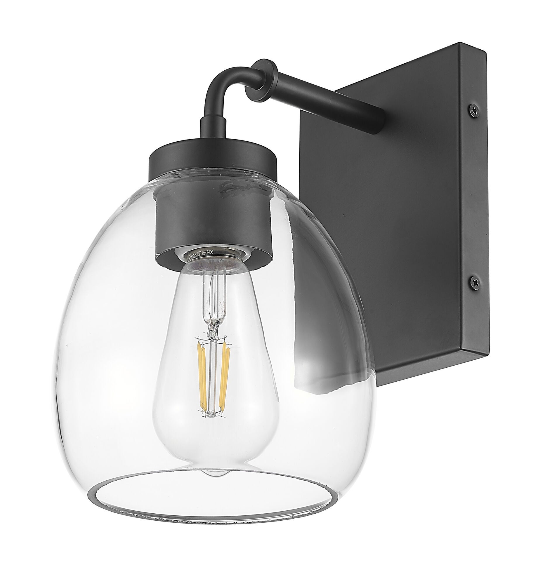 Shown in Matte Black finish and Clear Glass Globe shade