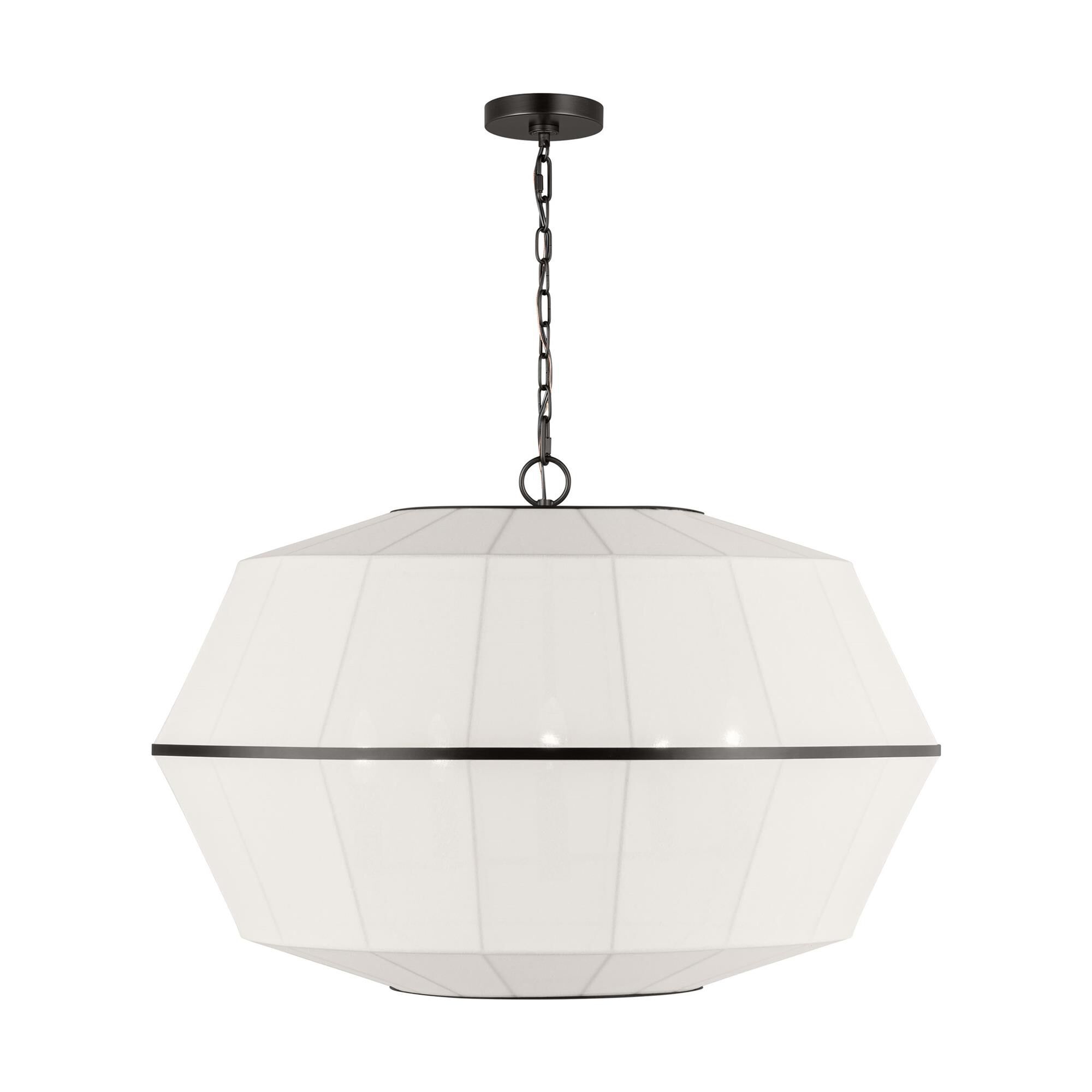 Shown in Aged Iron finish and White Linen shade