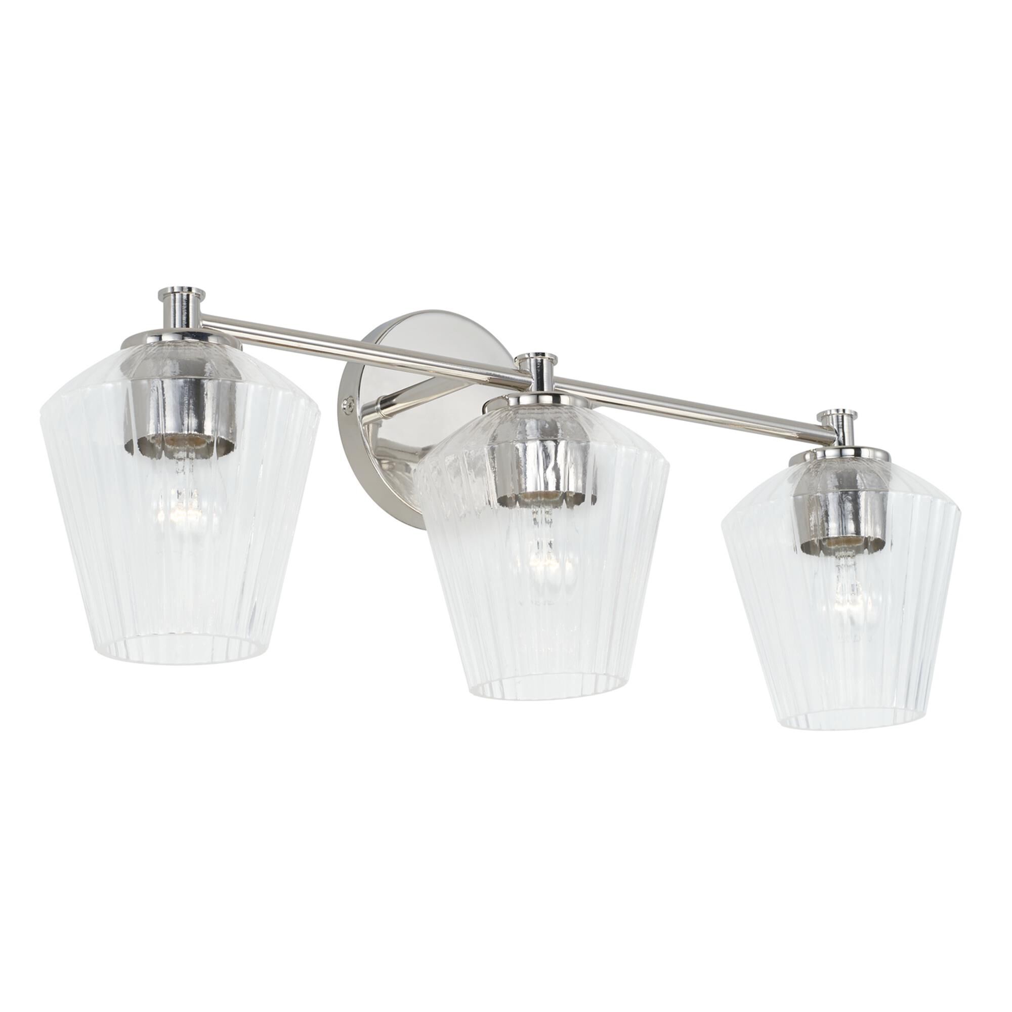 Shown in Polished Nickel finish and Clear Fluted glass