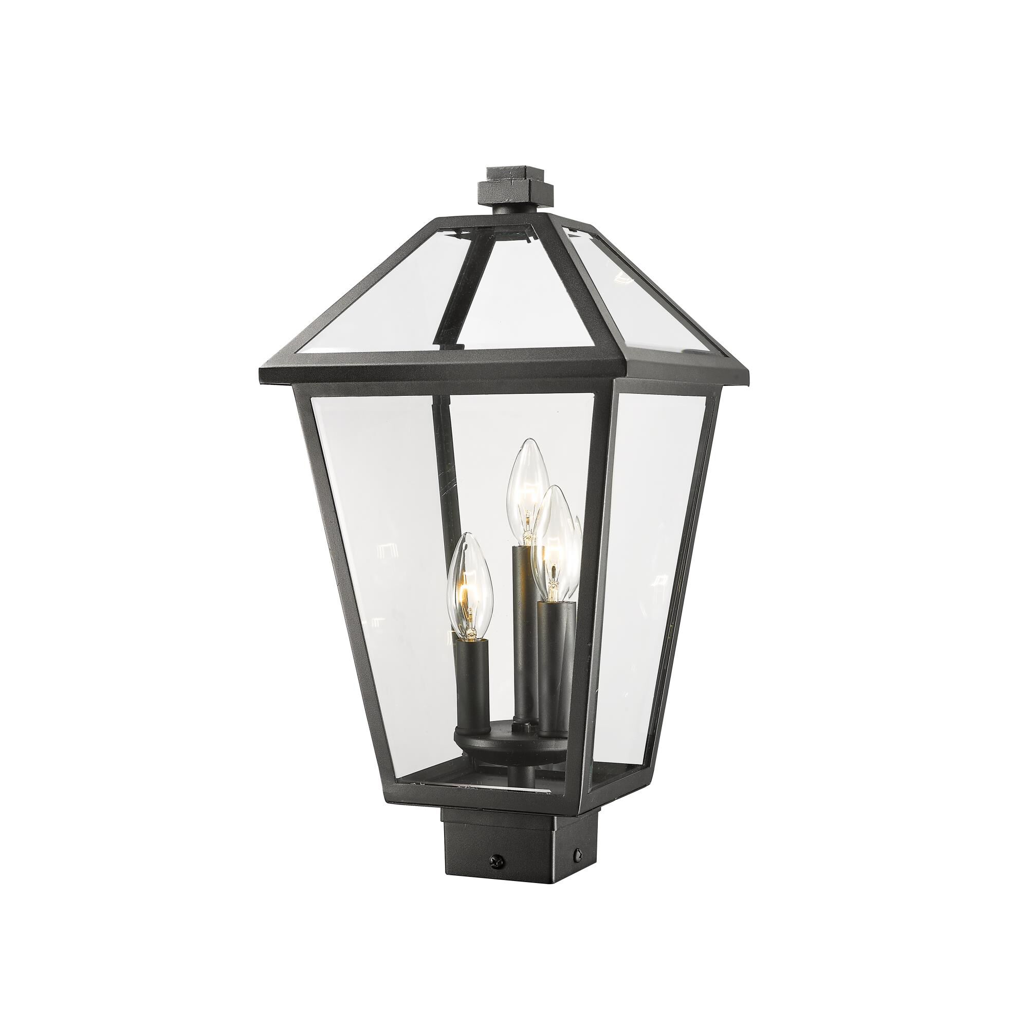 Shown in Black finish and Glass shade