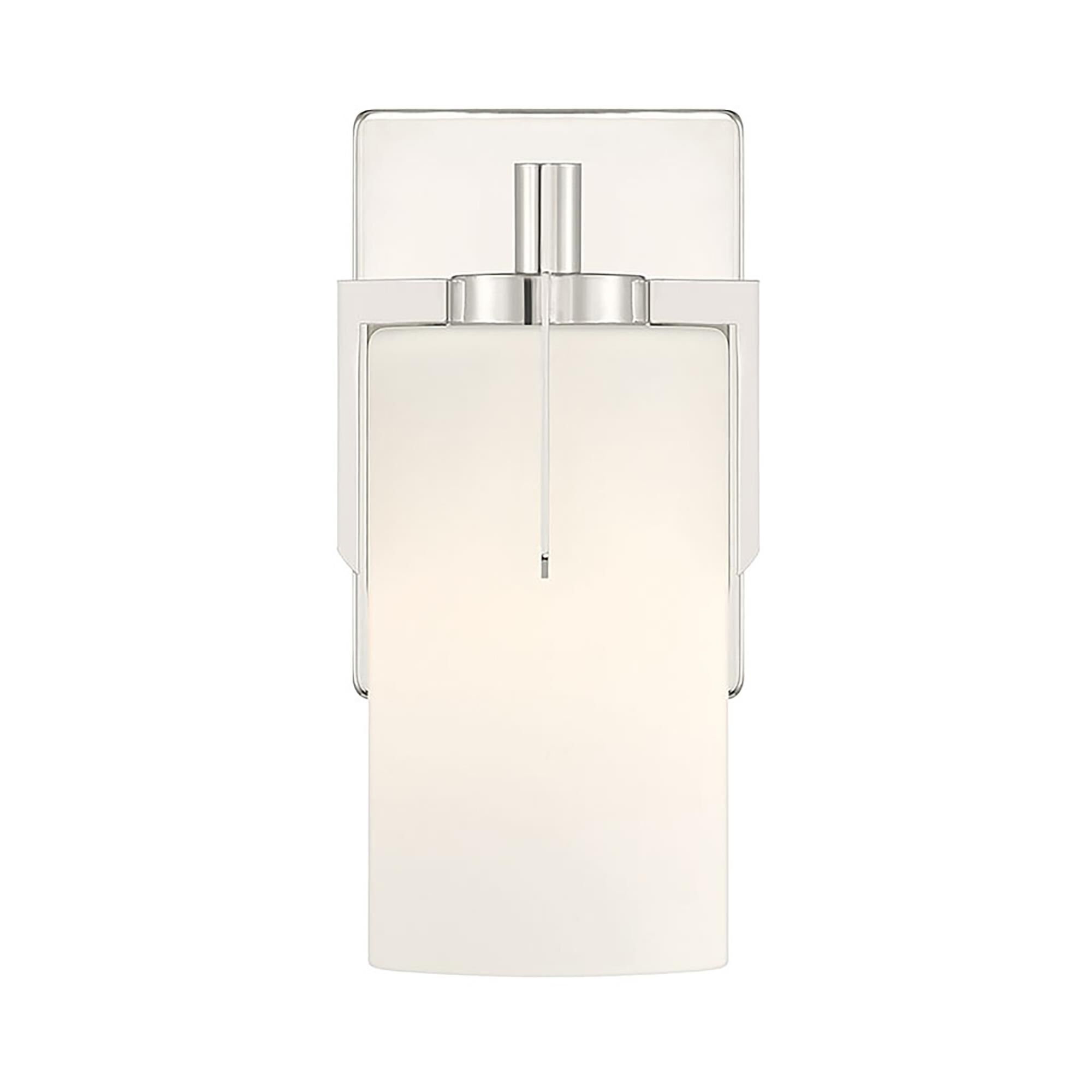 Shown in Polished Nickel finish and White Frosted glass