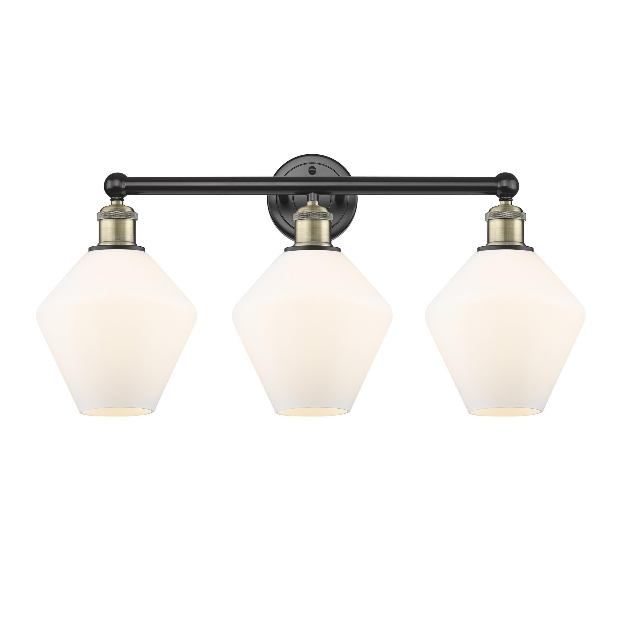 Shown in Black Antique Brass finish and Cased Matte White glass