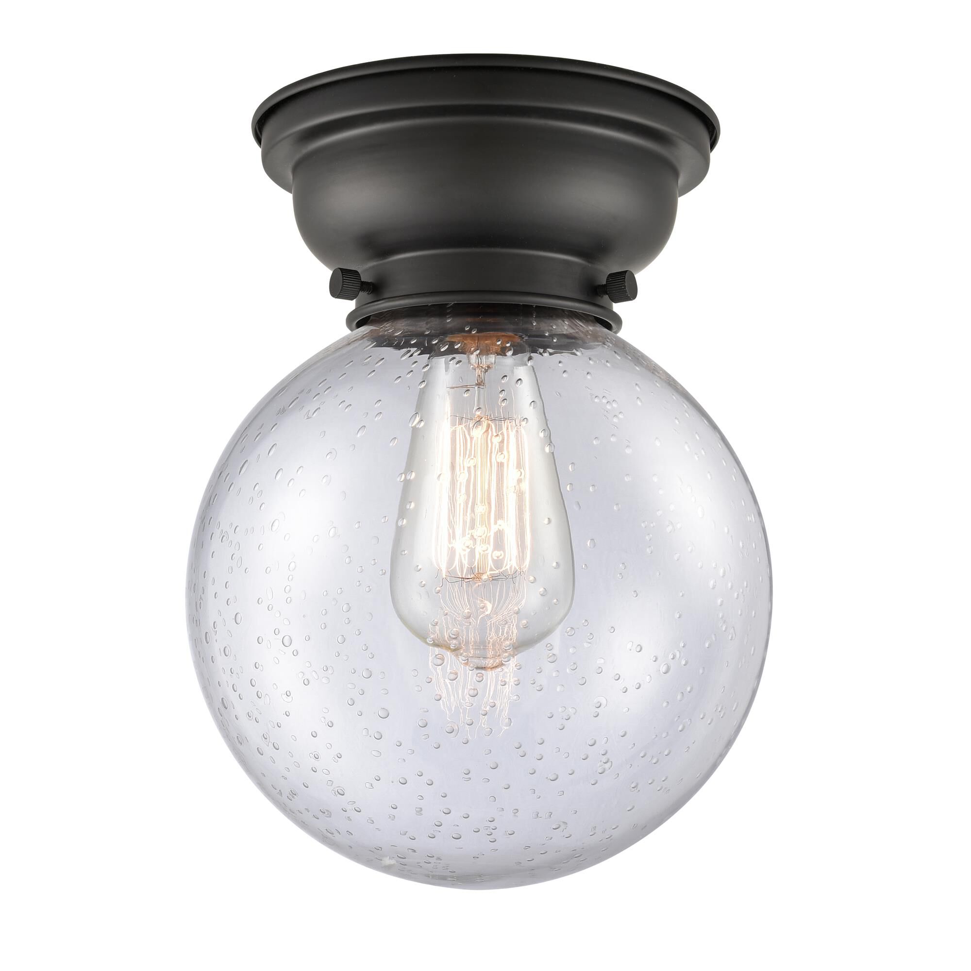 Shown in Matte Black finish and Globe glass and Glass shade