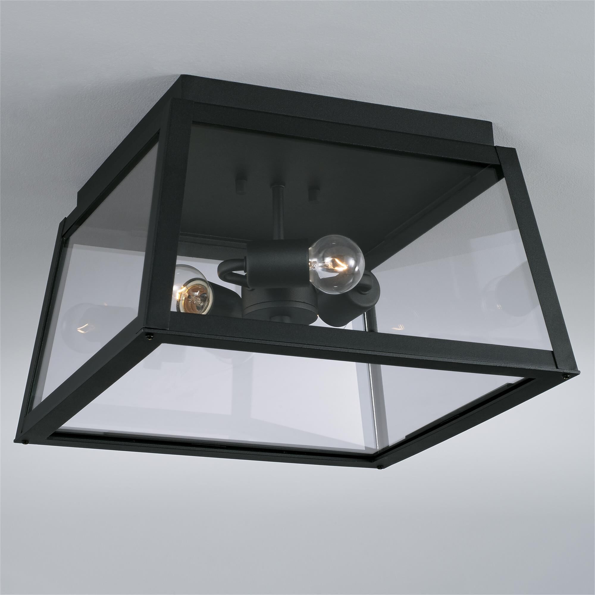 Shown in Black finish and Clear glass