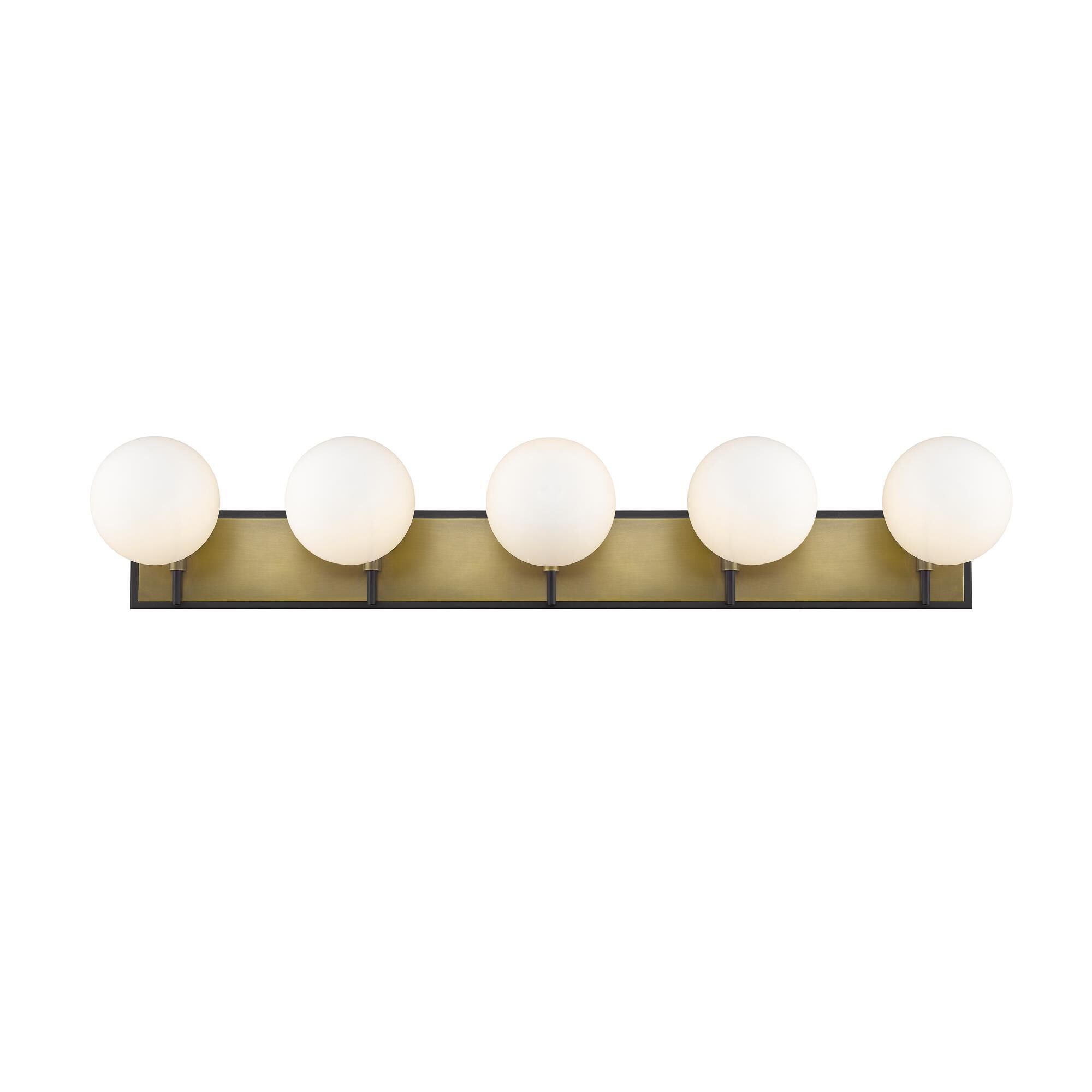 Shown in Matte Black + Olde Brass finish and Glass shade