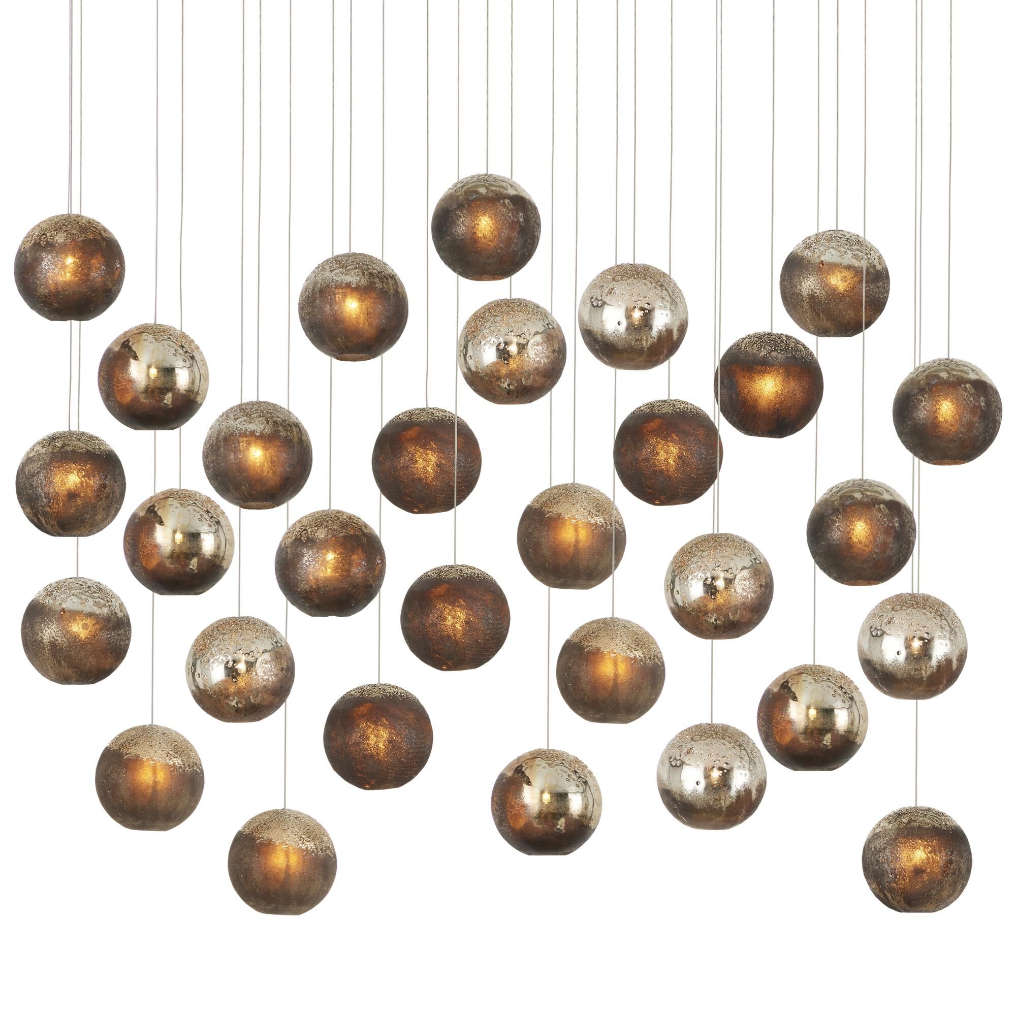 Shown in Antique Silver/Antique Gold/Matte Charcoal/Silver finish and Antique Gold/Black/Glass shade