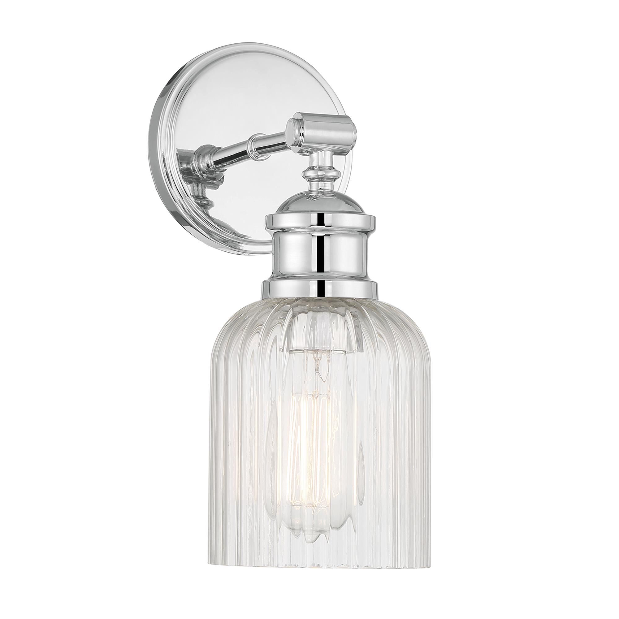 Shown in Chrome finish and Ribbed glass