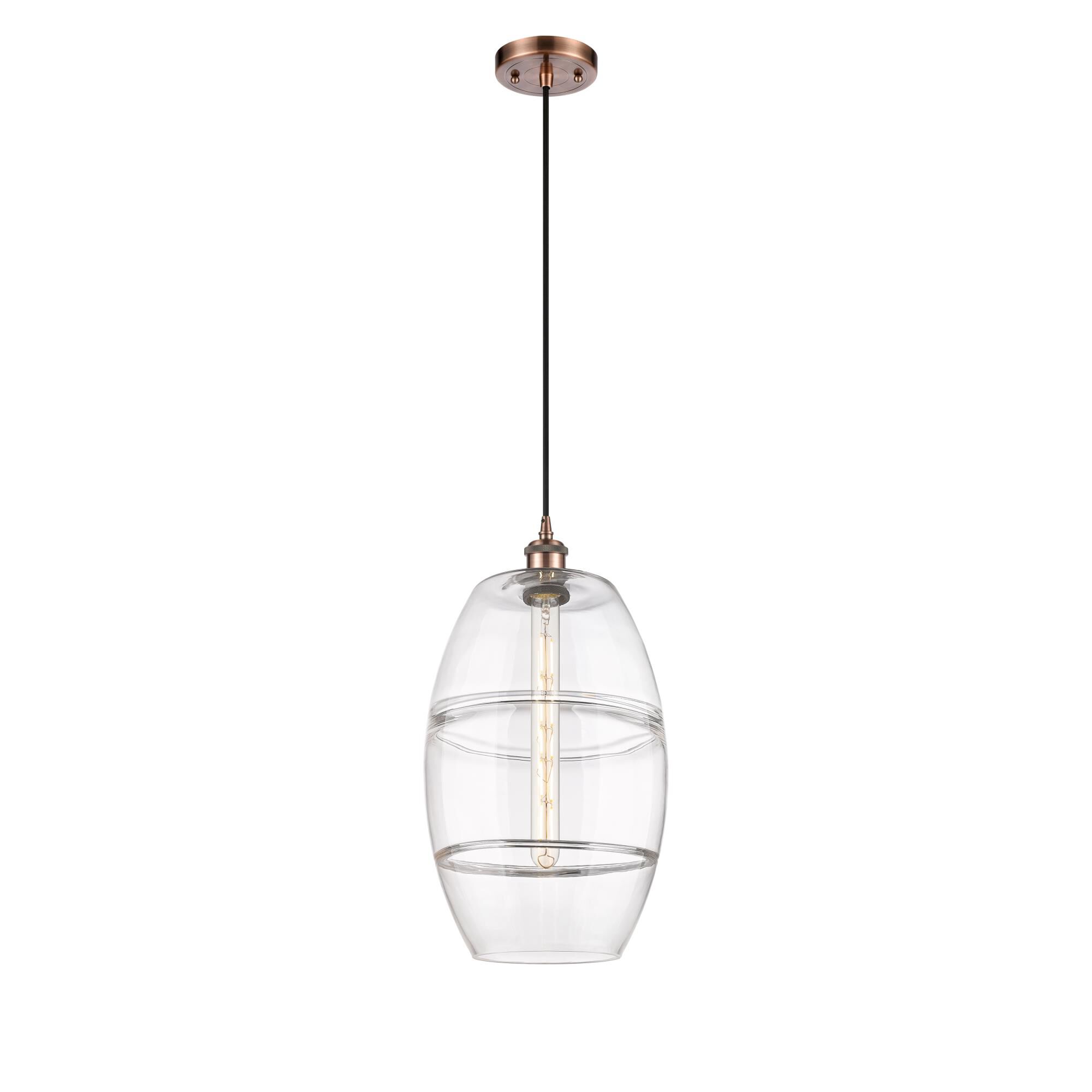 Shown in Antique Copper finish and Clear glass