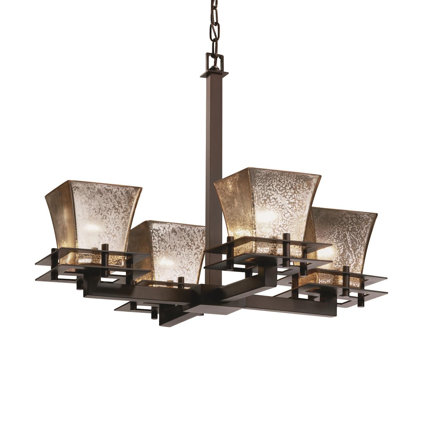 Shown in Dark Bronze finish and Mercury Artisan glass and Square Flared accent