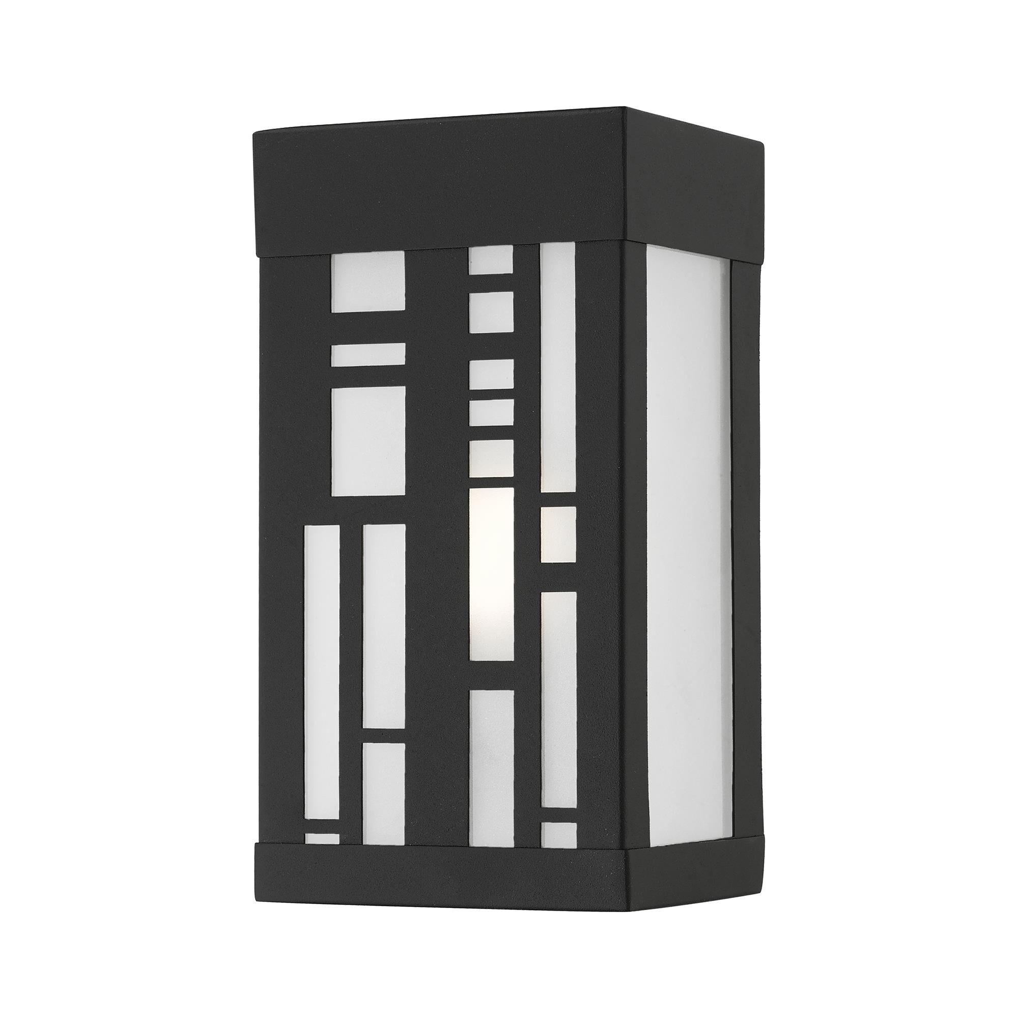 Shown in Textured Black finish and Clear Outside and Sandblasted Inside glass