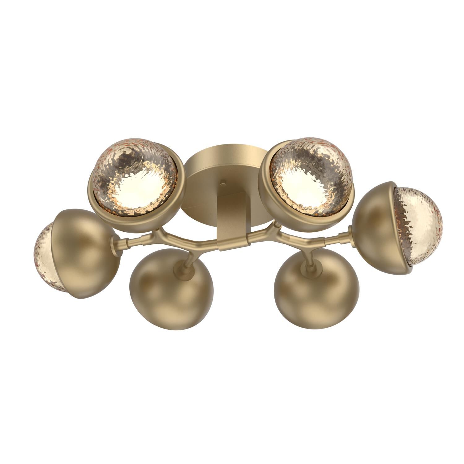 Shown in Gilded Brass finish and Amber glass and Metal Shade Matching Finish accent