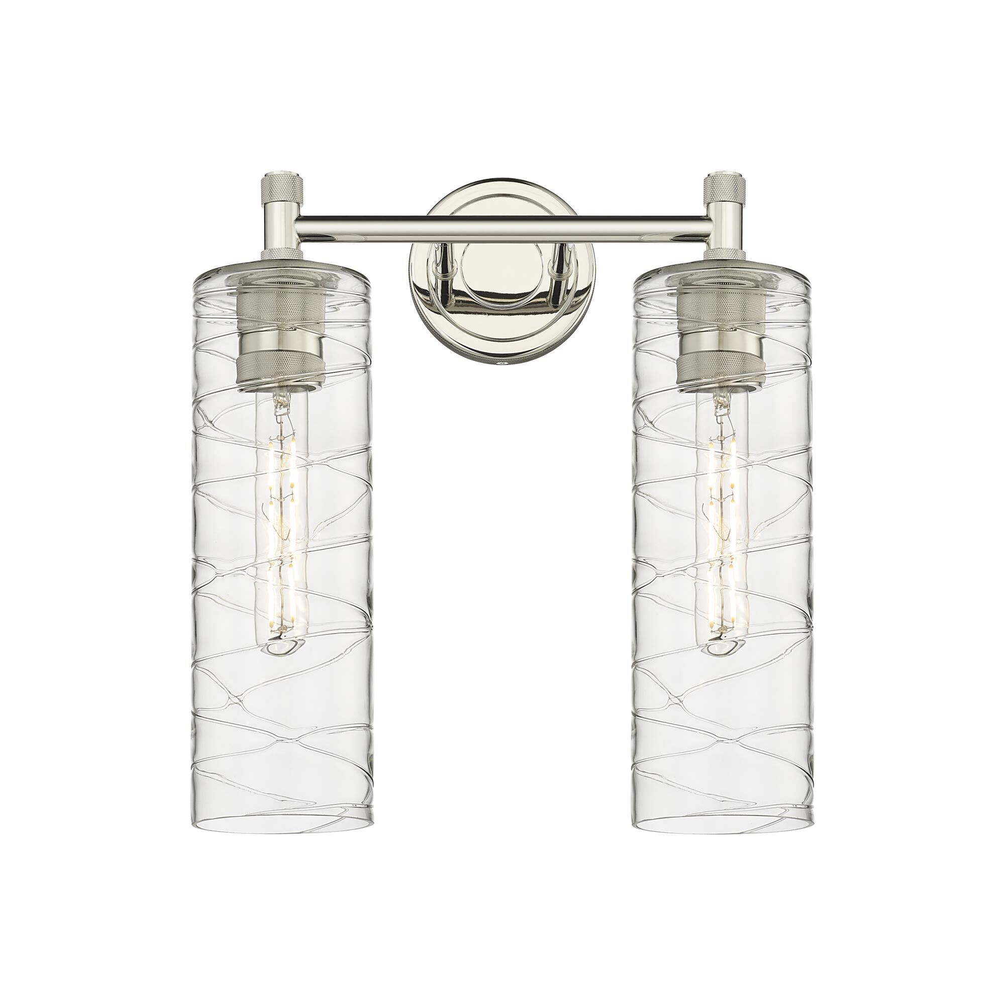 Shown in Polished Nickel finish and Deco Swirl glass