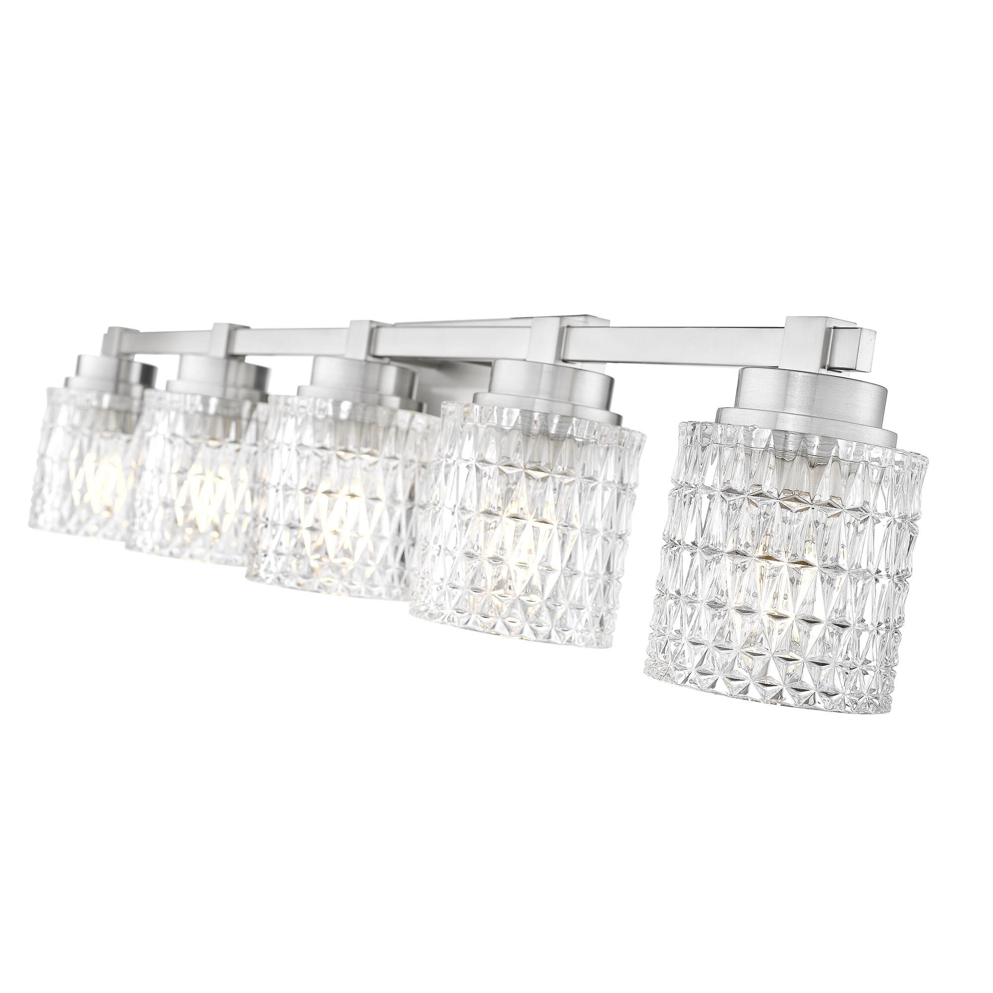 Shown in Brushed Nickel finish and Clear Diamond glass