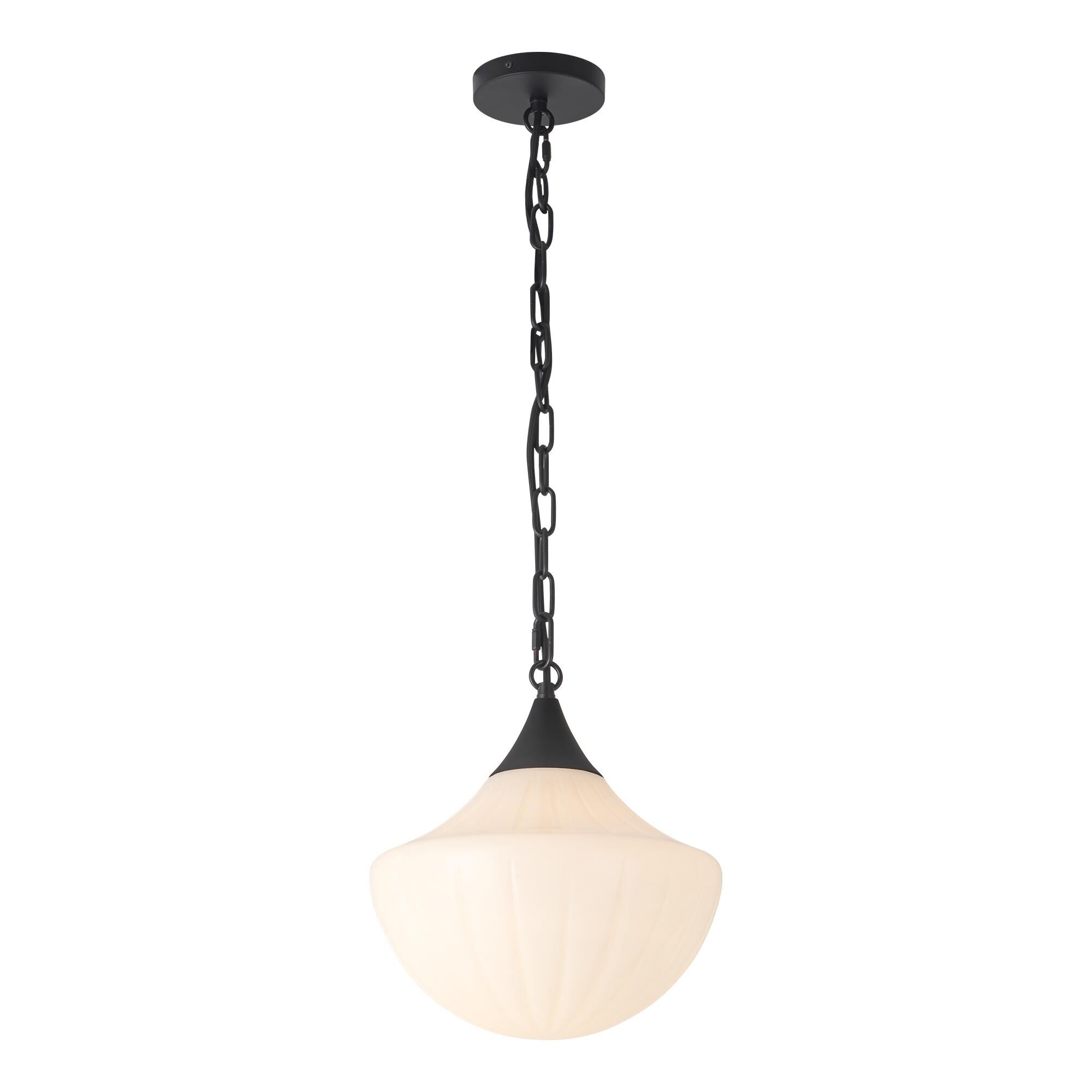Shown in Matte Black finish and Glossy Ribbed Opal glass