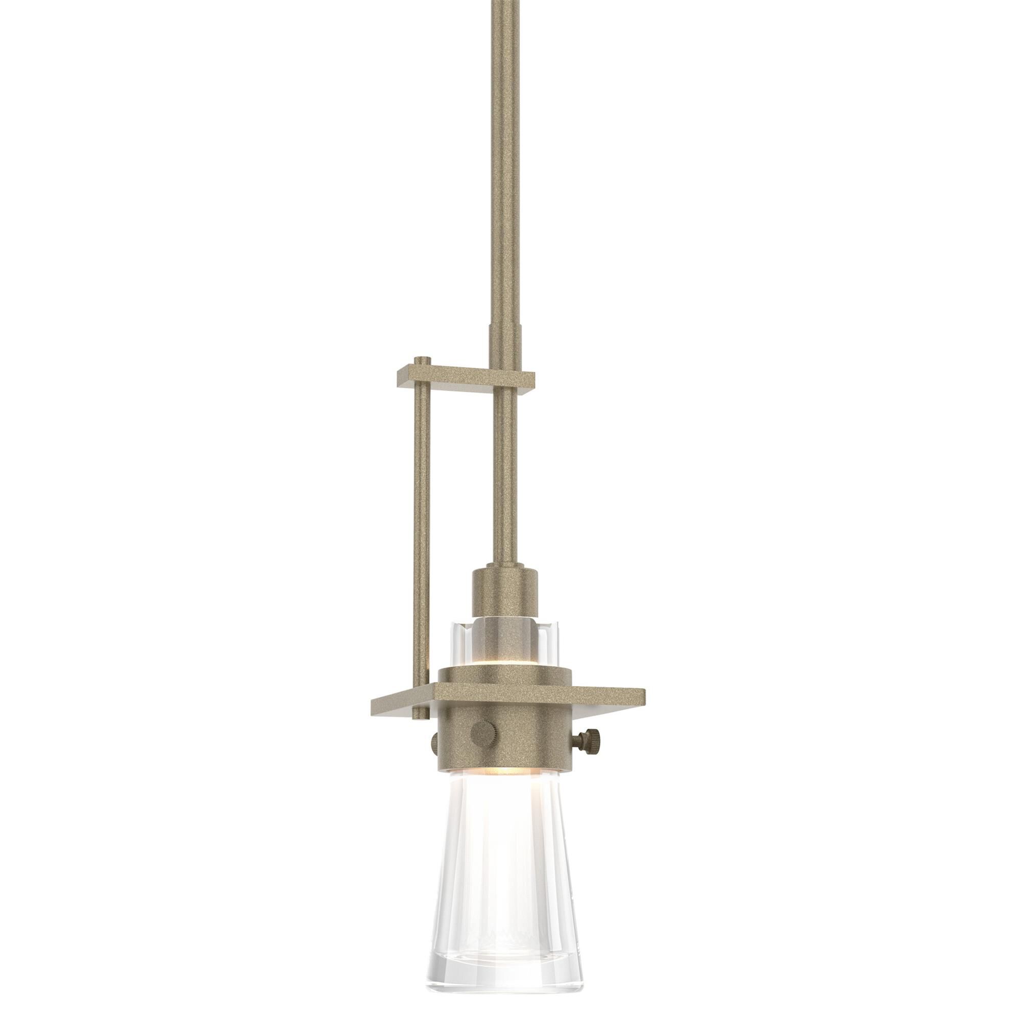 Shown in Soft Gold finish and Clear glass