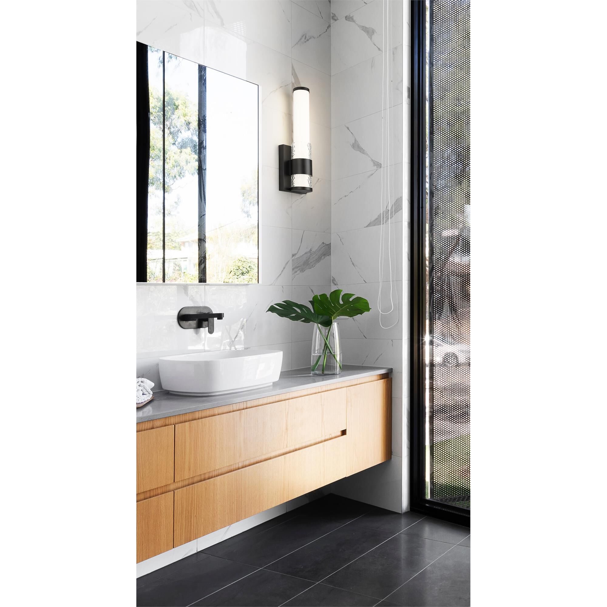 Shown in Matte Black finish and Matte Opal glass and Matte Opal shade