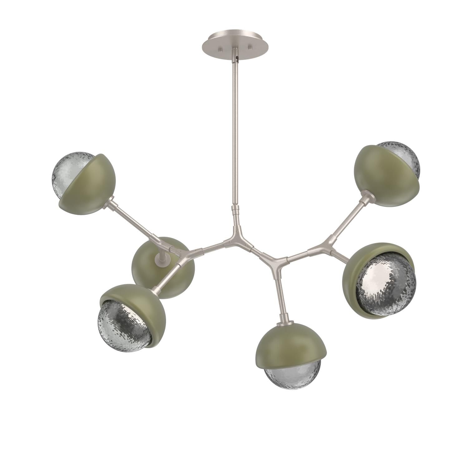 Shown in Beige Silver finish and Smoke glass and Sage Green accent