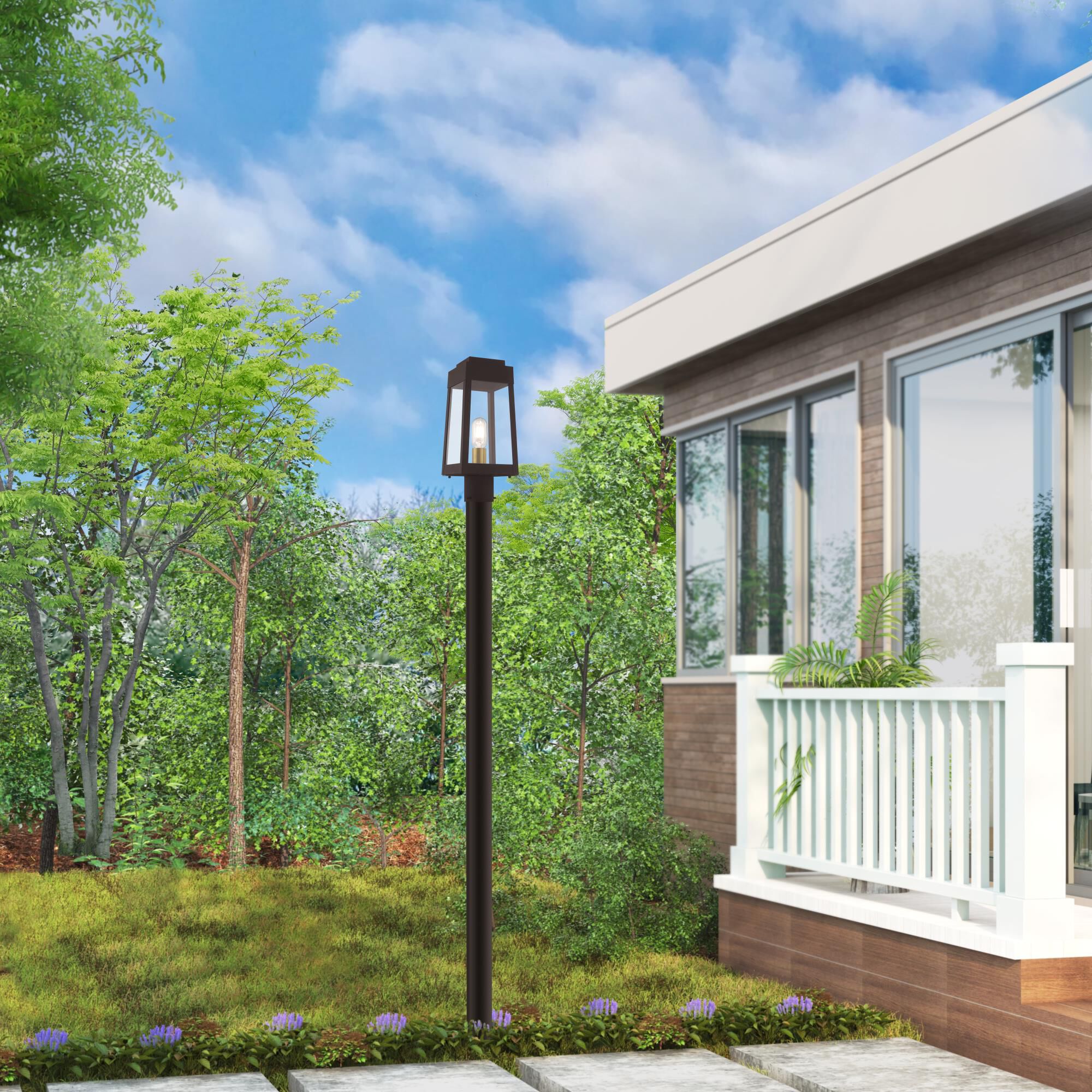 Shown in Bronze finish and Clear glass