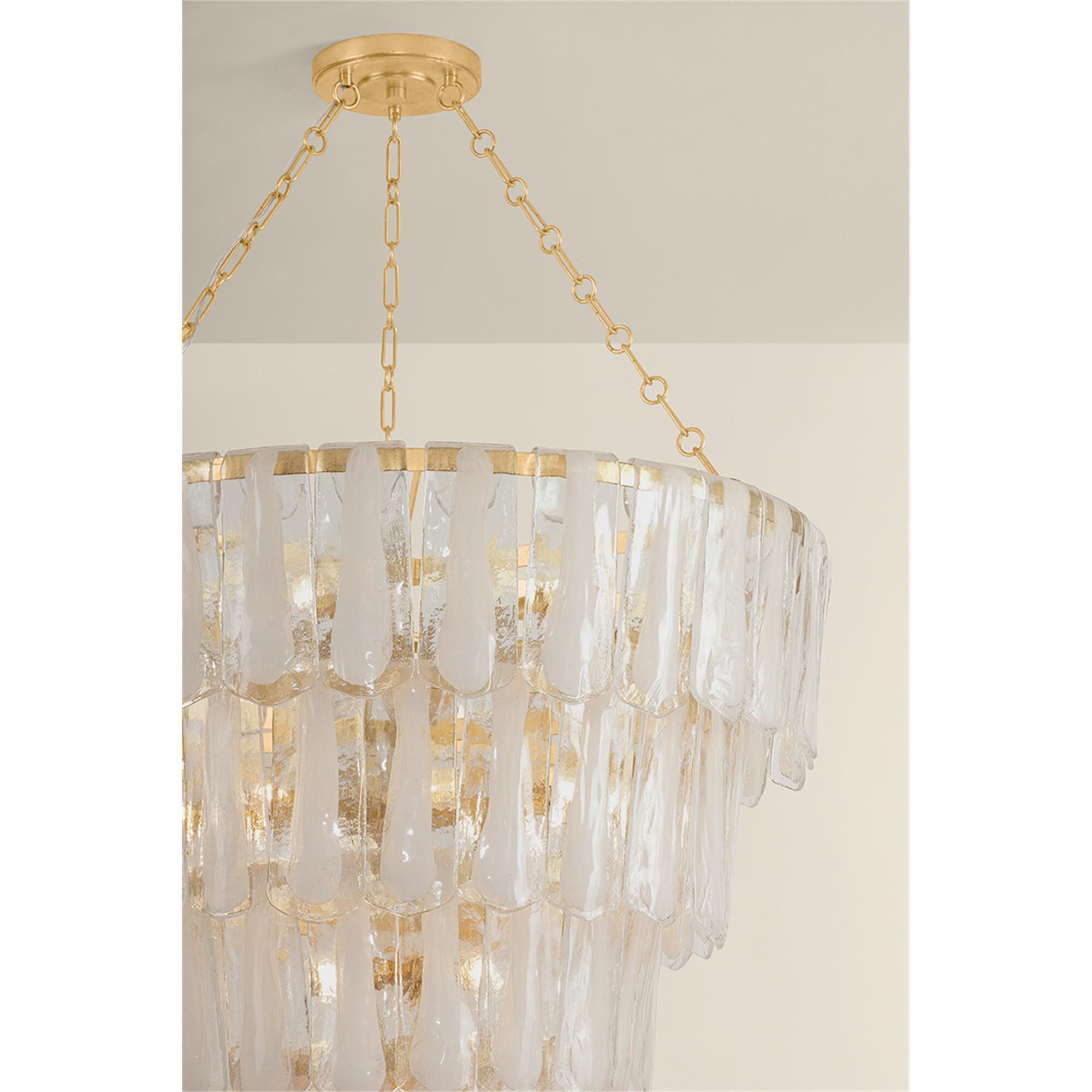 Shown in Vintage Gold Leaf finish and Piastre glass