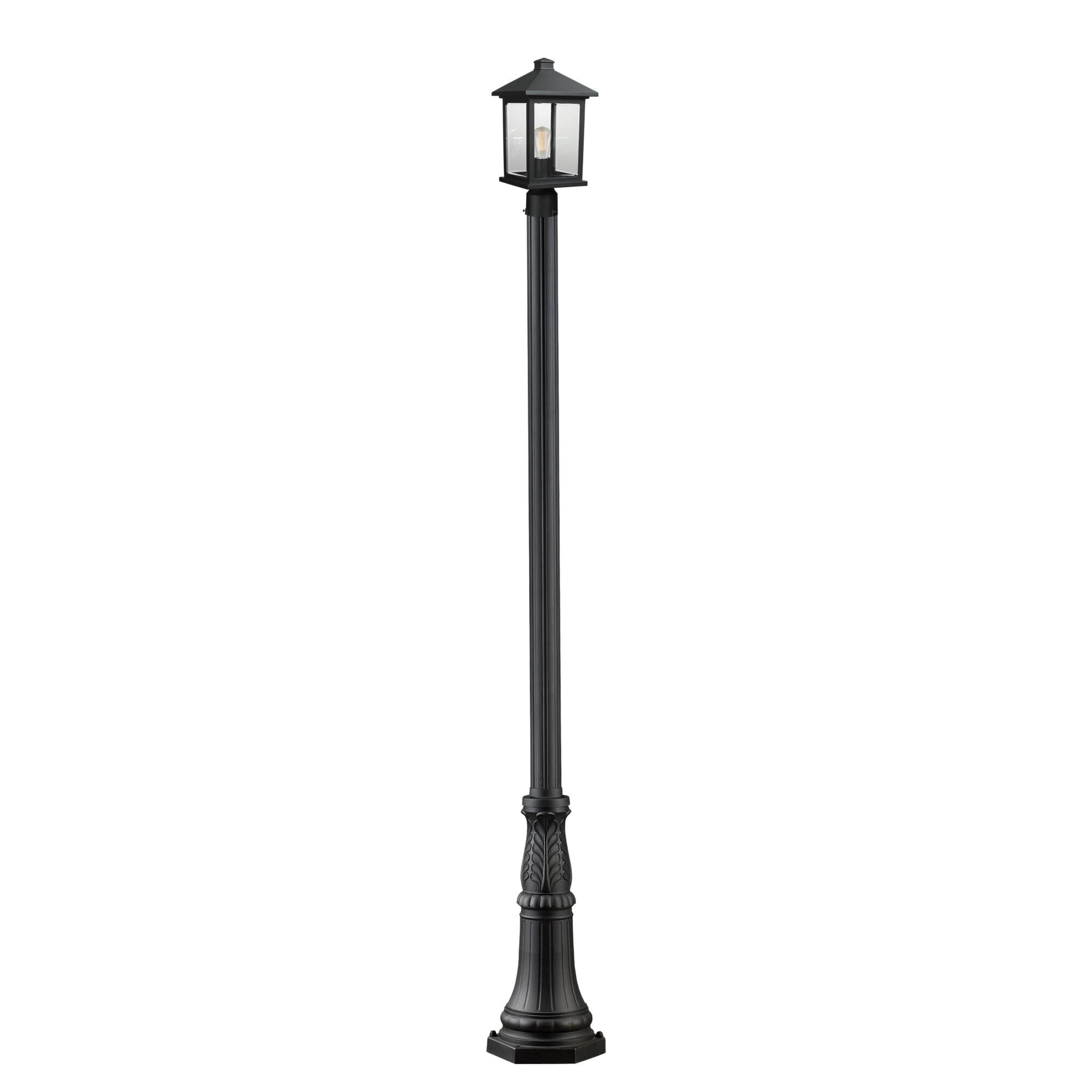 Shown in Black finish and Glass shade