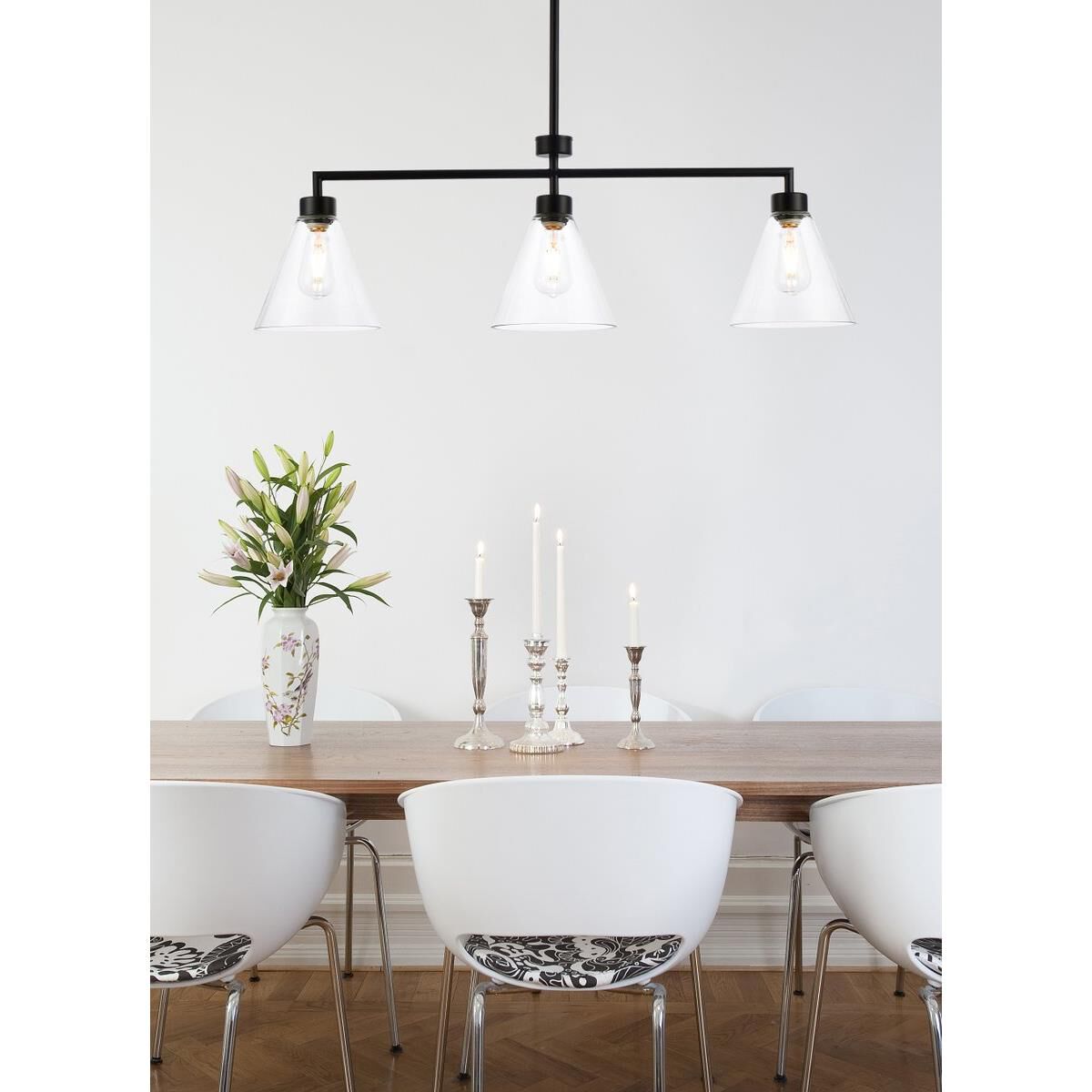 Mera 38 Inch 3 Light Linear Suspension Light by Elegant Lighting