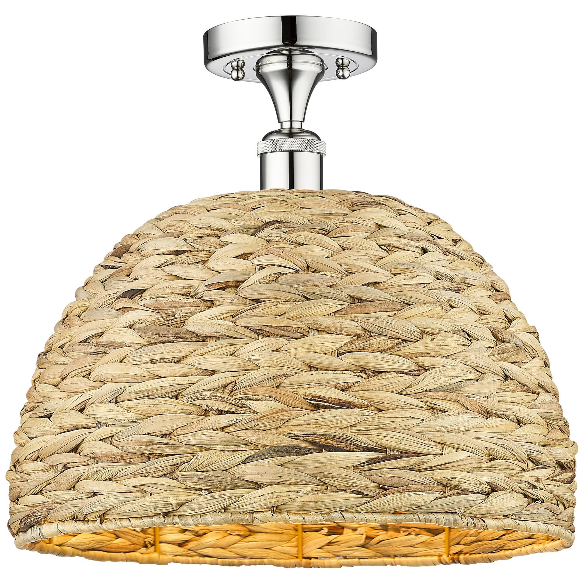 Bruno Marashlian Woven Rattan 16 Inch Semi Flush Mount by Innovations Lighting