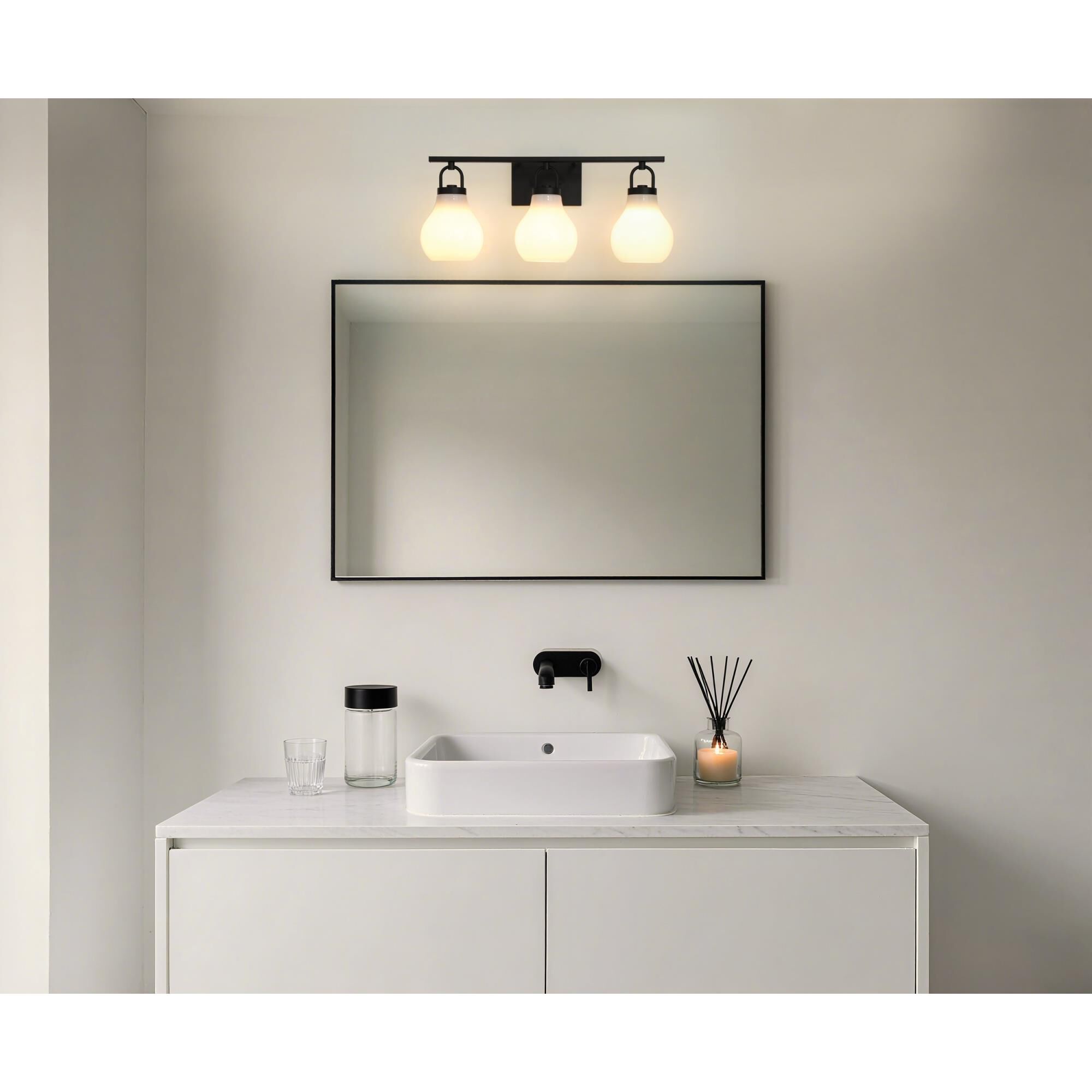 Shown in Matte Black finish and Opal glass