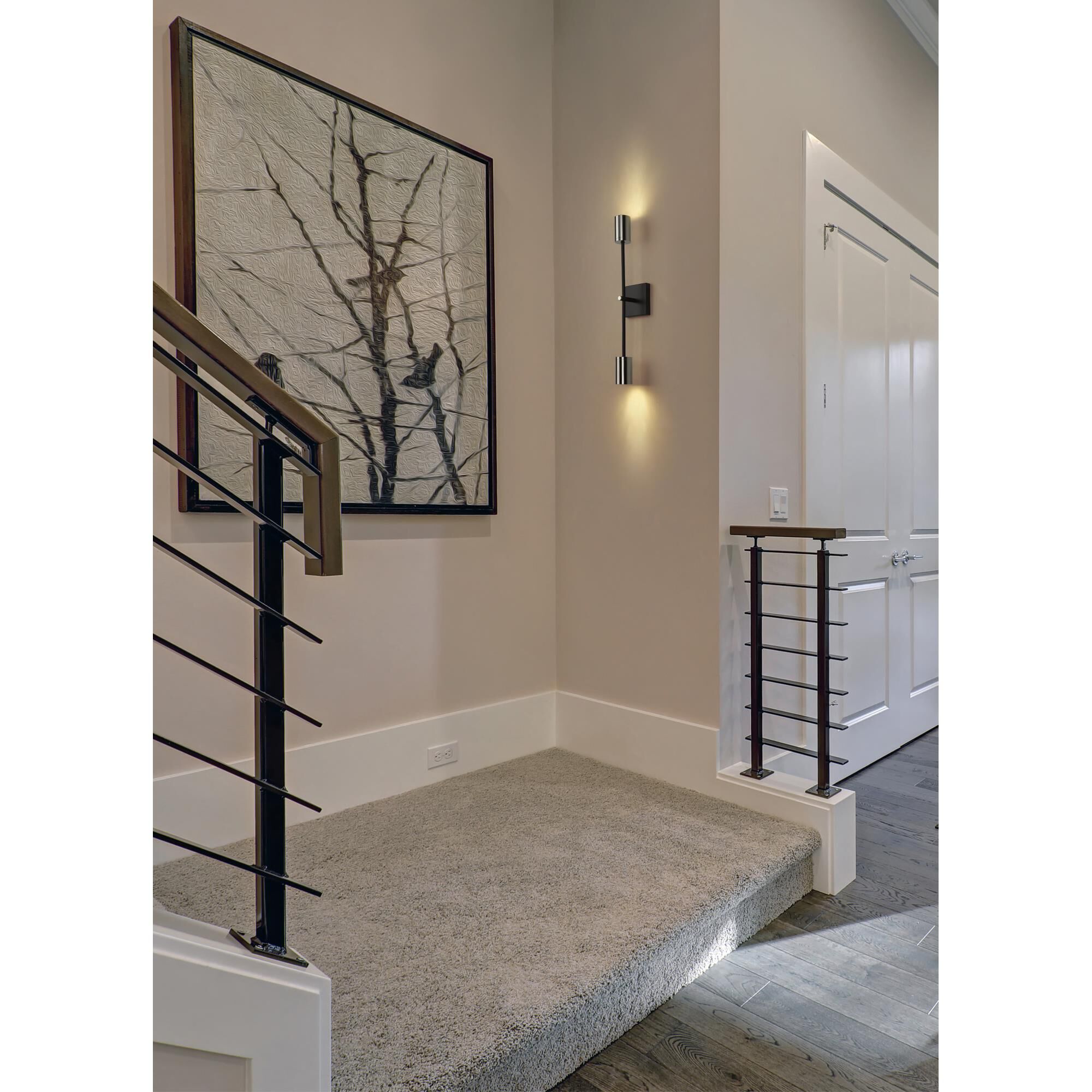 Shown in Mate Black and Polished Nickel finish