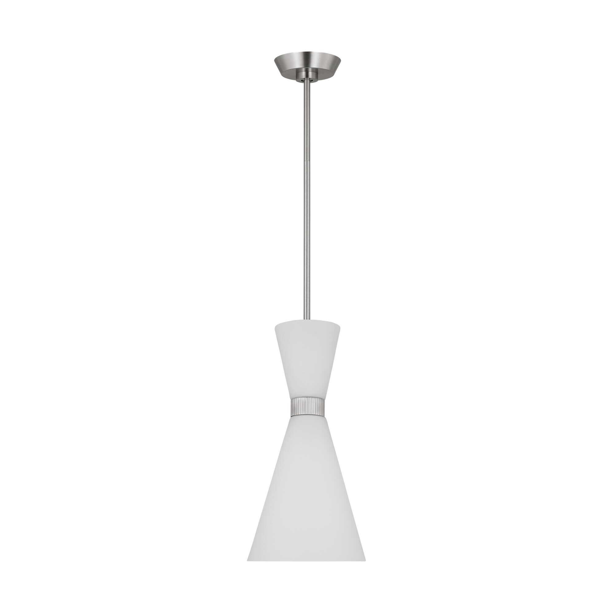 Shown in Brushed Steel finish and Etched White Glass s shade