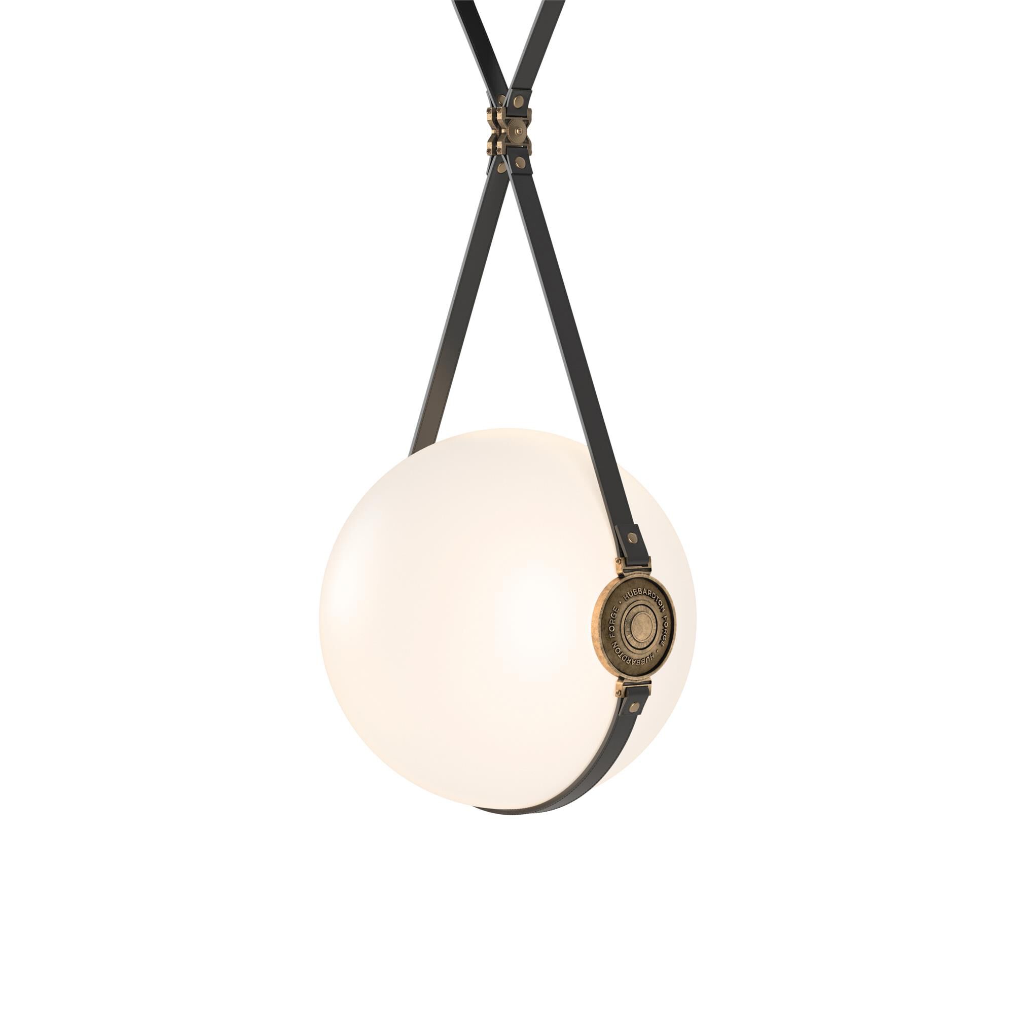 Shown in Antique Brass finish and Opal glass and Hubbardton Forge Logo  accent