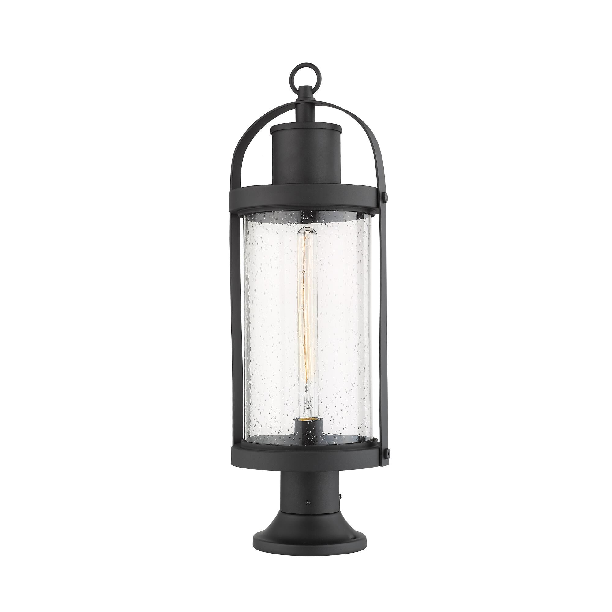 Shown in Black finish and Glass shade