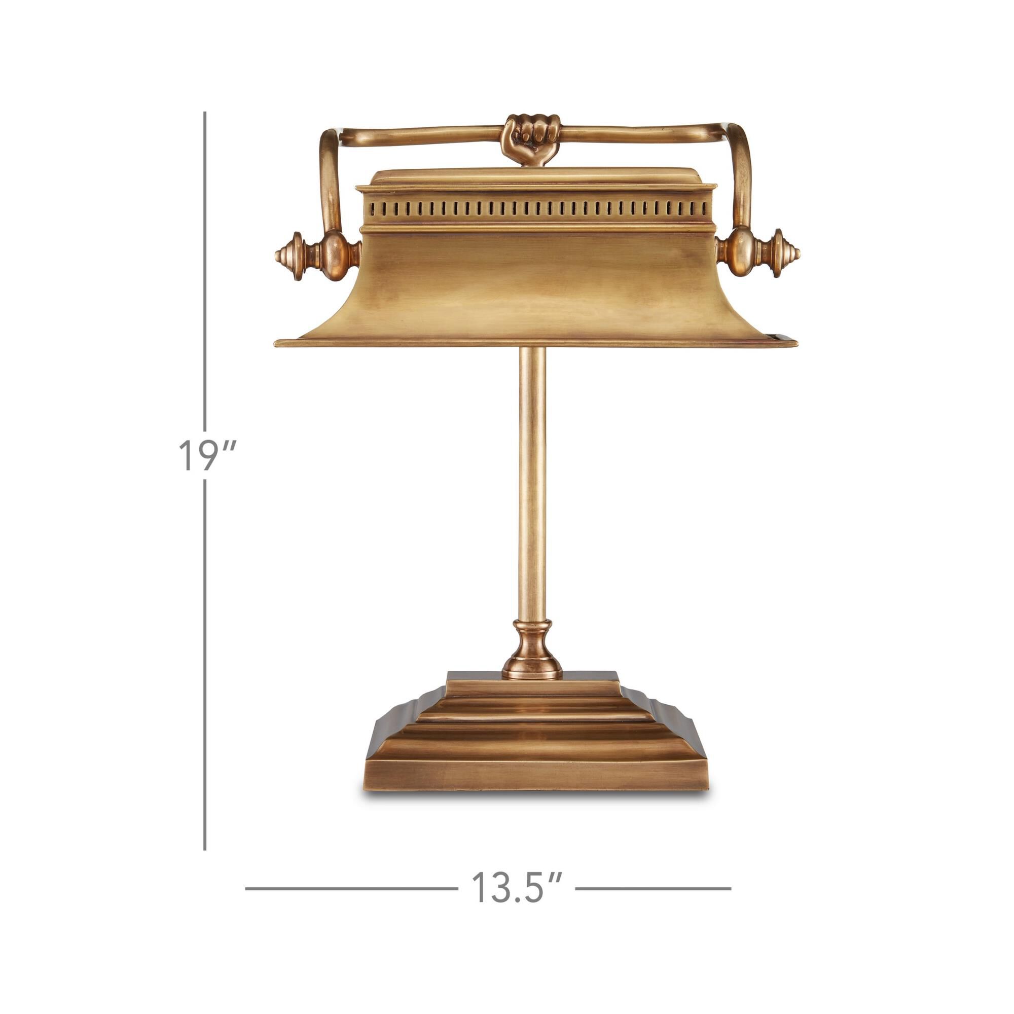 Shown in Vintage Brass finish and Antique Brass shade