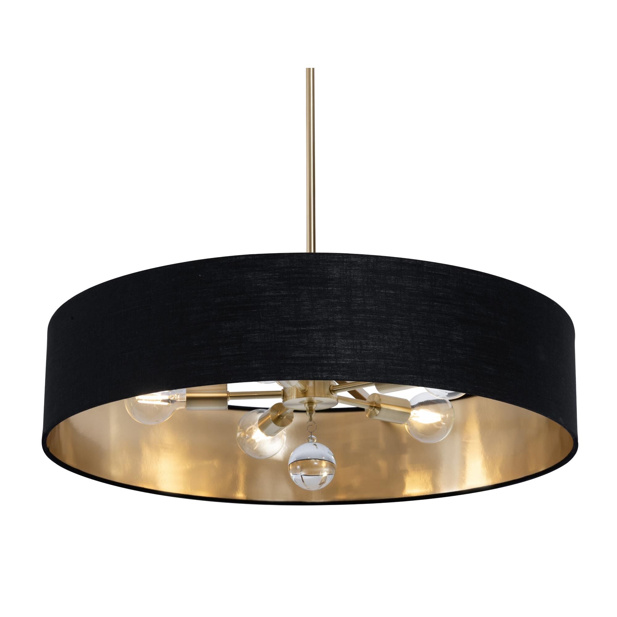Shown in Satin Brass finish and Black/Gold shade