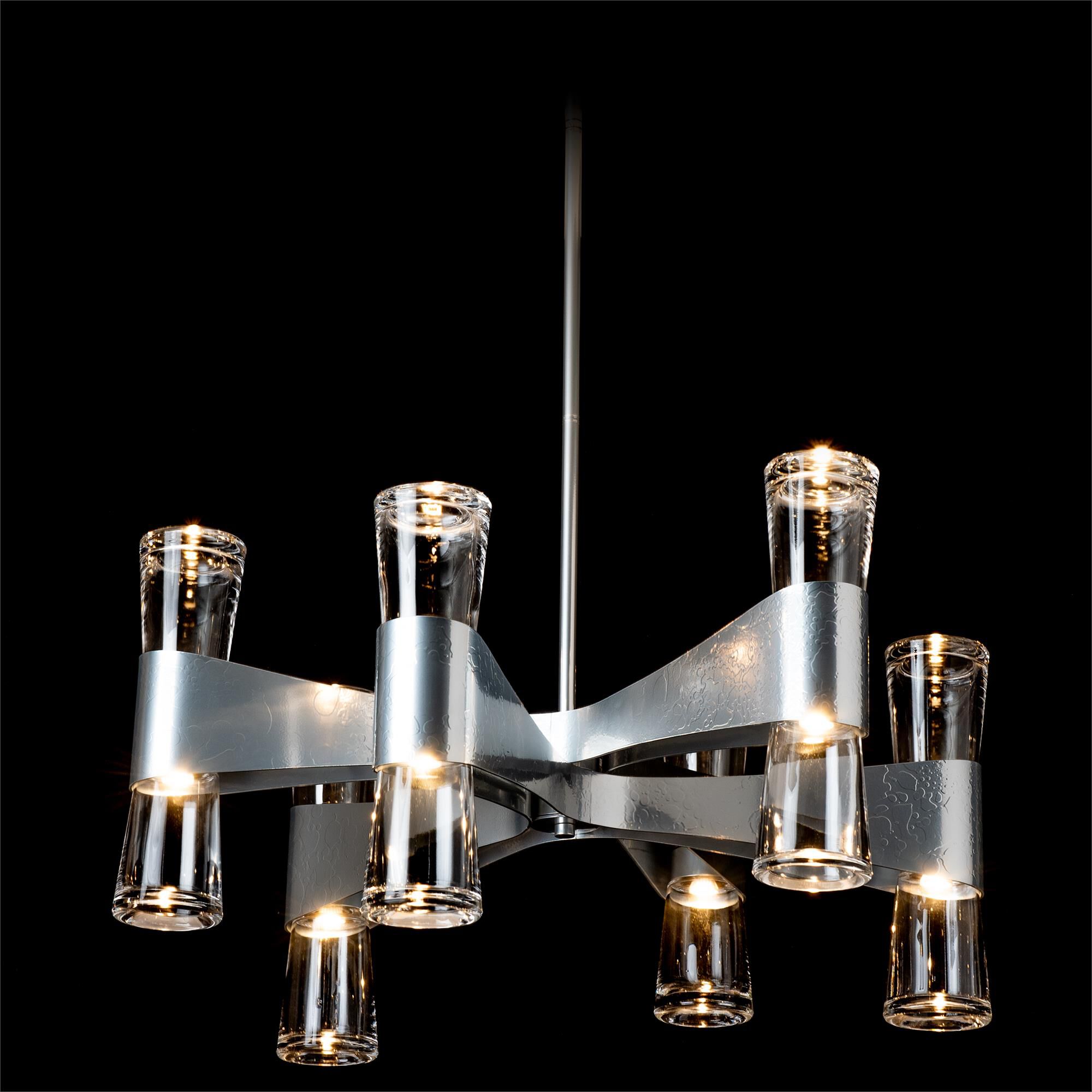 Shown in Sterling finish and Clear glass